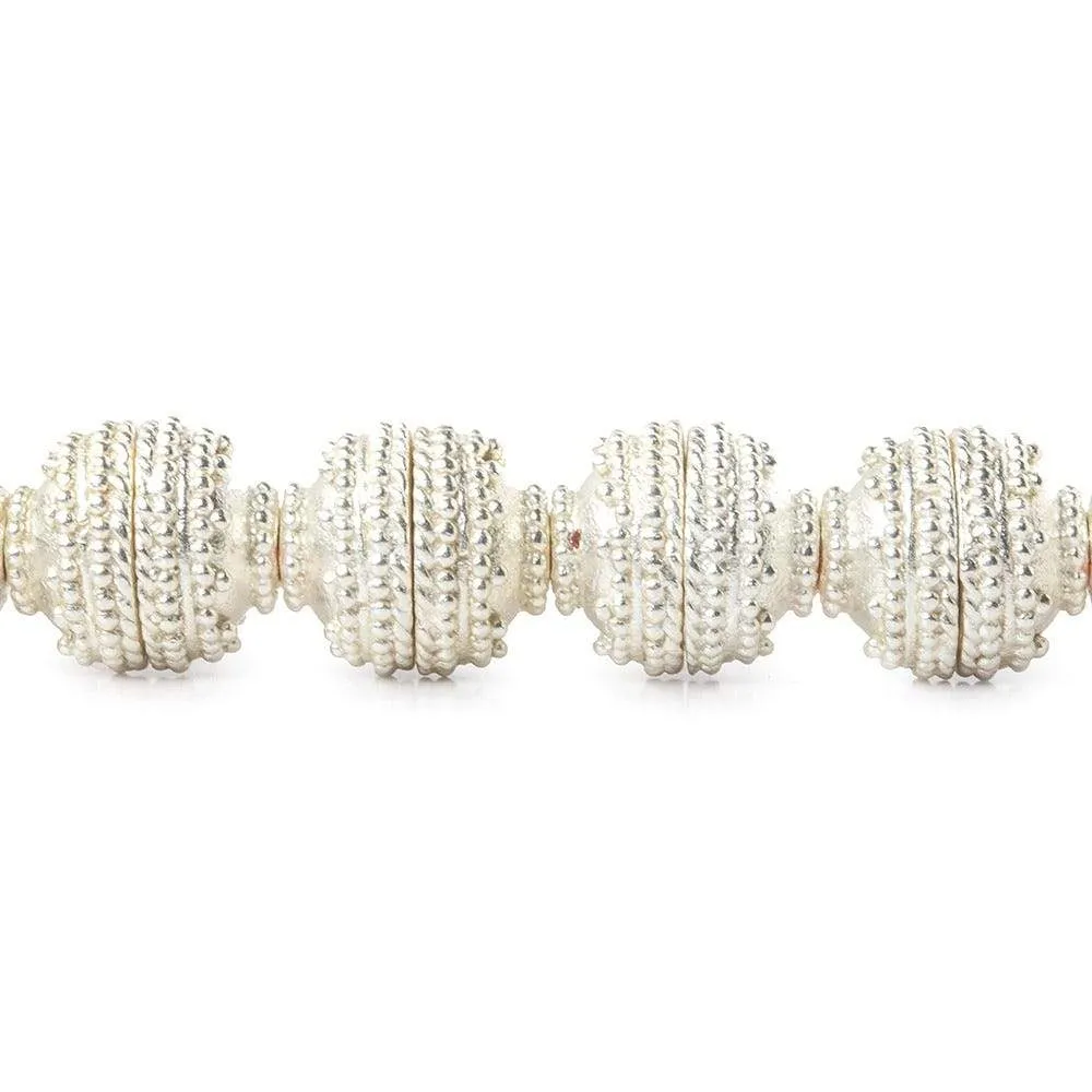 10x5mm Sterling Silver plated Copper Bead Cap Miligrain Rings 8 inch 38 pieces