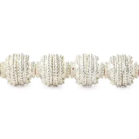 10x5mm Sterling Silver plated Copper Bead Cap Miligrain Rings 8 inch 38 pieces