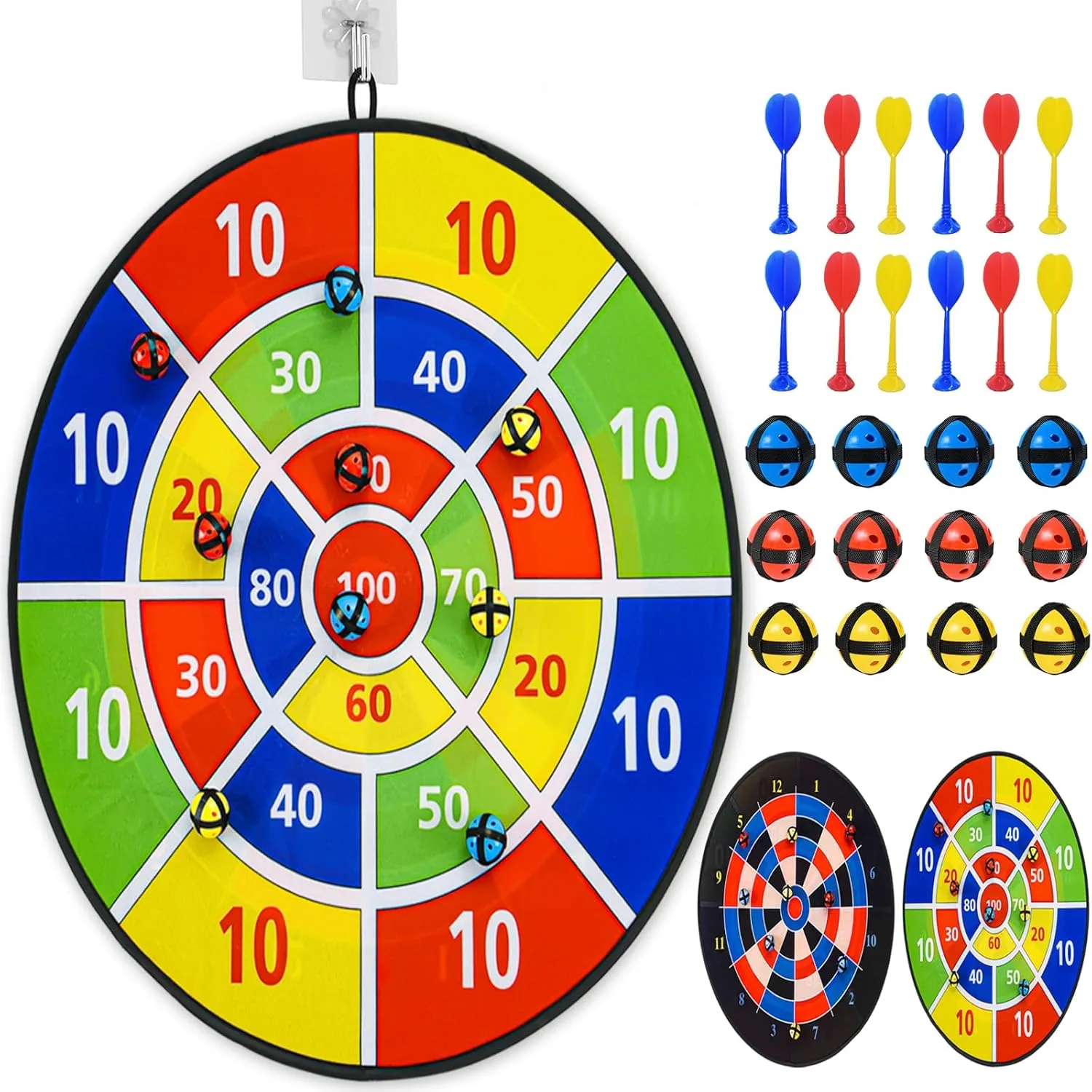 29" Kids Dart Board Game  Indoor & Outdoor Play, Party Carnival Game with 12 Sticky Balls & Darts, Easter Basket Stuffers, Fun Gift for Boys & Girls Ages 4-12