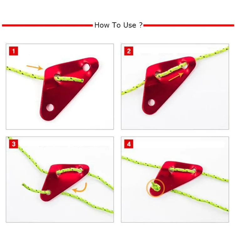 3 PCS Triangle Aluminum Alloy Wind Rope Buckle Adjustment Buckle Tent Canopy Pull Rope Slip Rope Buckle Accessories(Red)