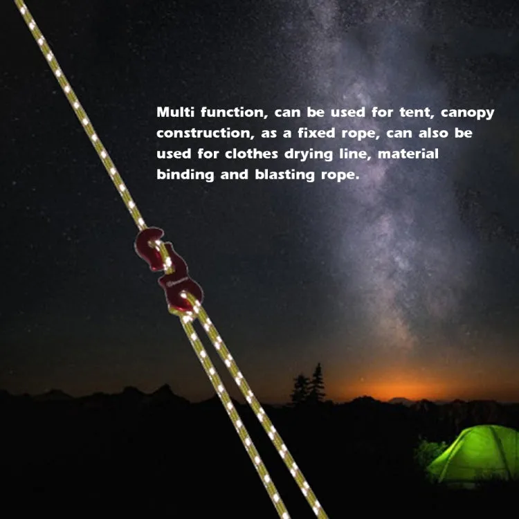 4m x 4 Rolls Outdoor Camping Tent Canopy Wind Rope Luminous Multi-Function Wind Rope Buckle Tent Fixed Rope(Figure 8 Buckle-Yellow)