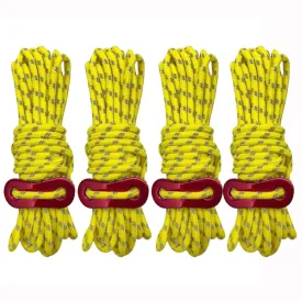 4m x 4 Rolls Outdoor Camping Tent Canopy Wind Rope Luminous Multi-Function Wind Rope Buckle Tent Fixed Rope(Figure 8 Buckle-Yellow)