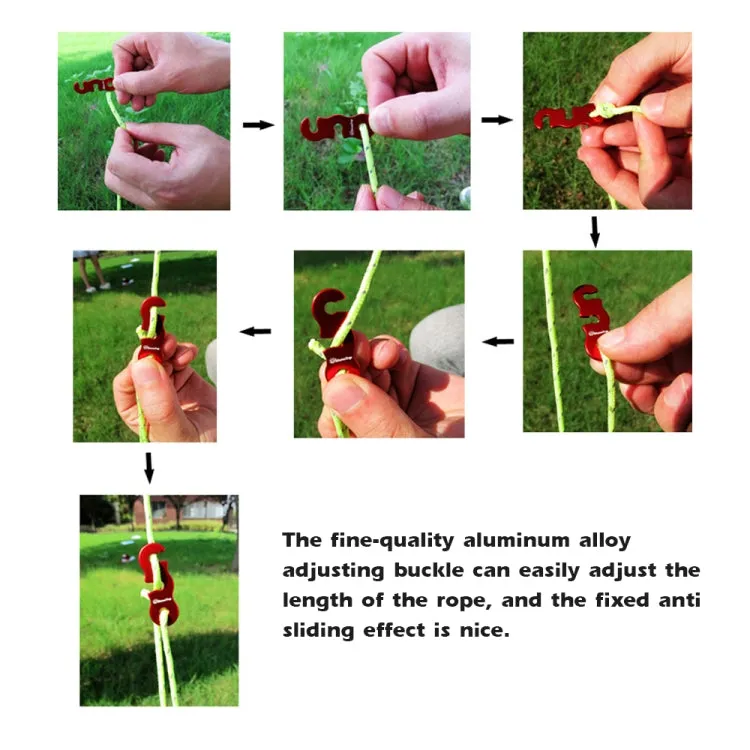 4m x 4 Rolls Outdoor Camping Tent Canopy Wind Rope Luminous Multi-Function Wind Rope Buckle Tent Fixed Rope(Figure 8 Buckle-Yellow)