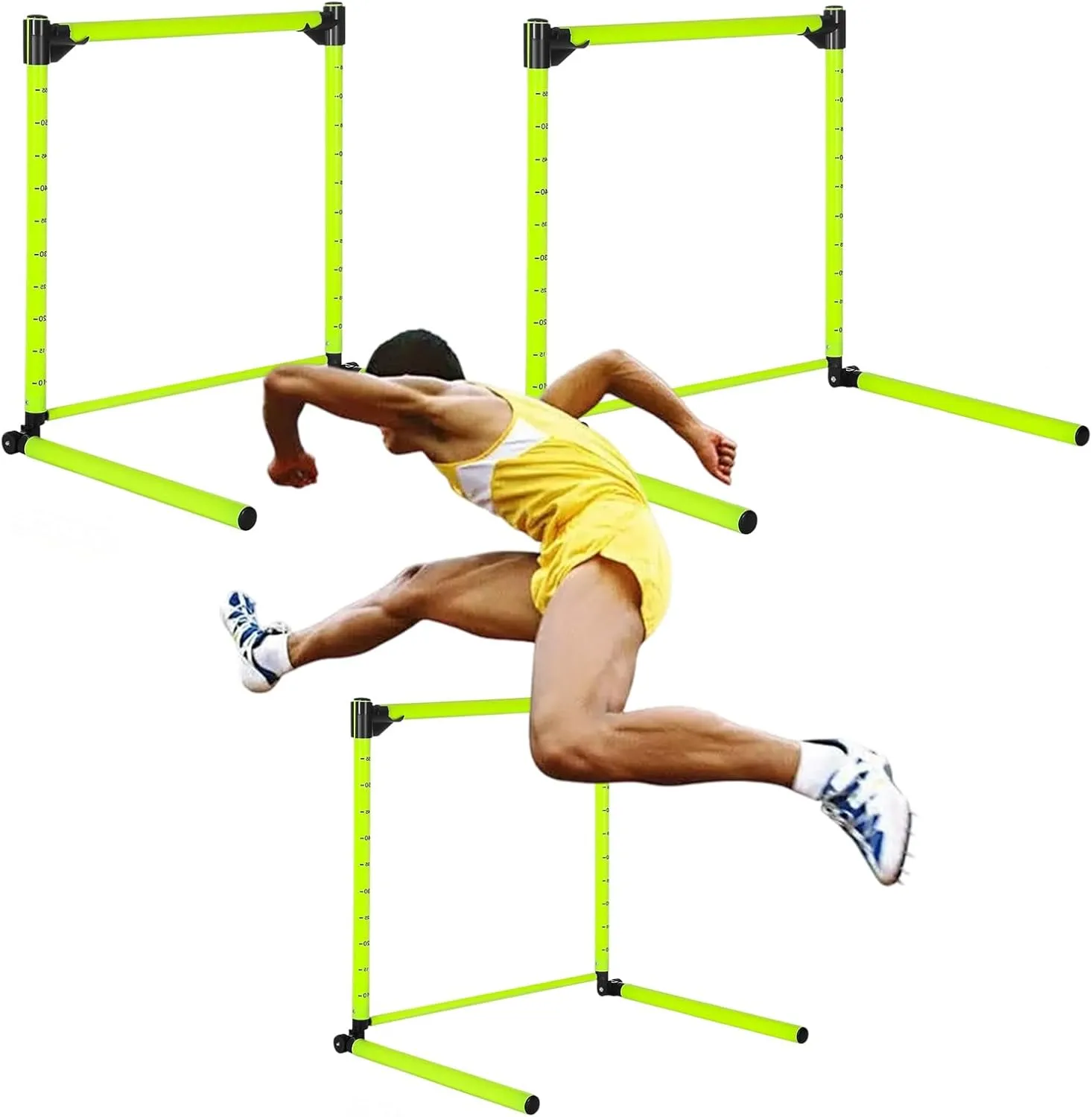 Adjustable Hurdles with Scale 23.62'' 2 Pcs Detachable Agility Training Equipment for Track Soccer & Football, Indoor & Outdoor Use, Ideal for Athletic Jumping & Speed Drills