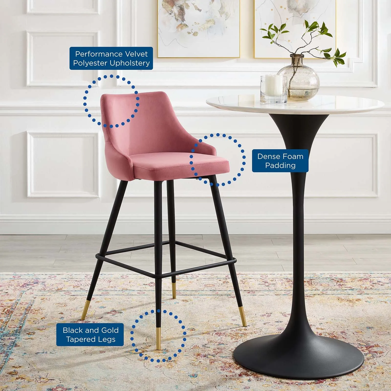Adorn Performance Velvet Bar Stool by Modway