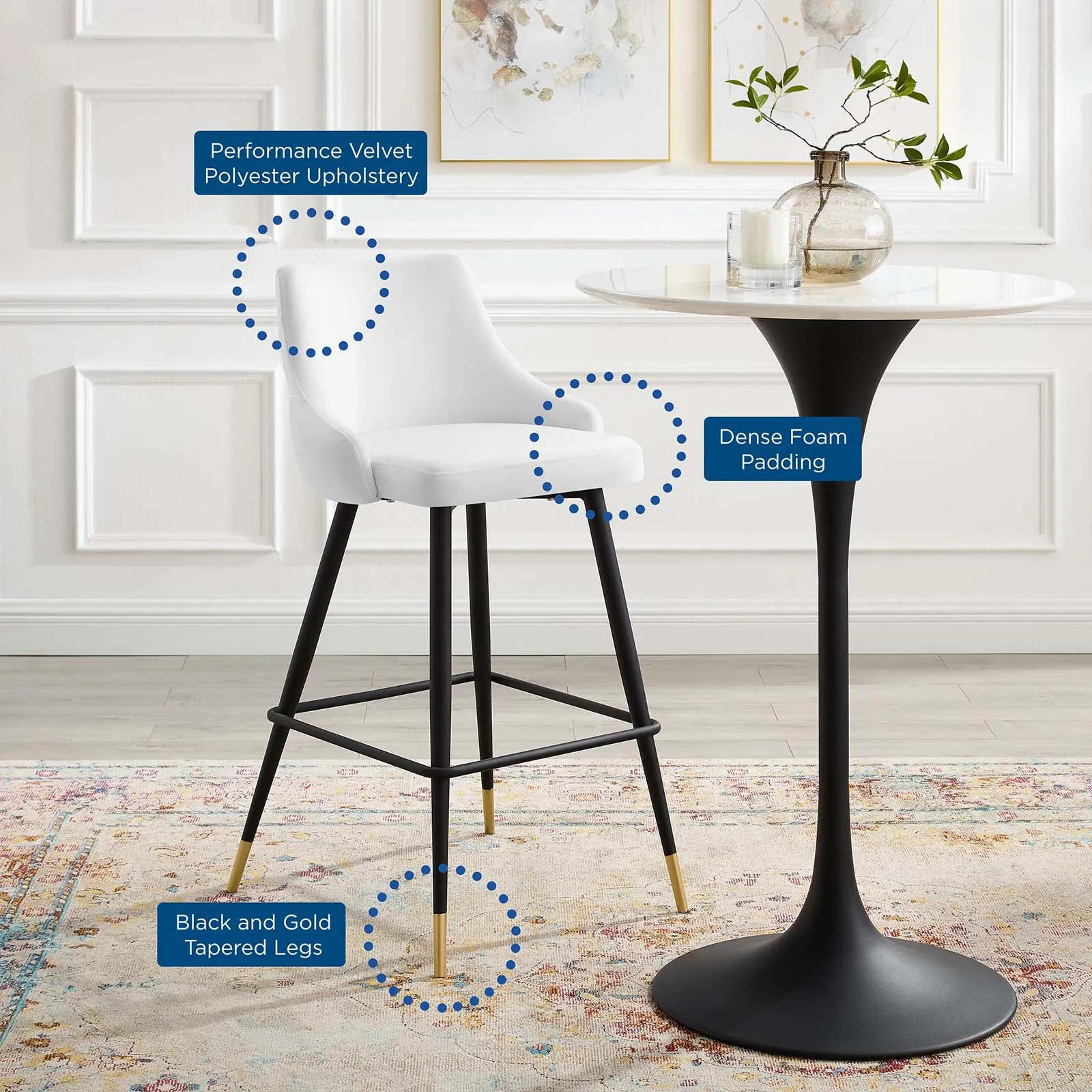 Adorn Performance Velvet Bar Stool by Modway