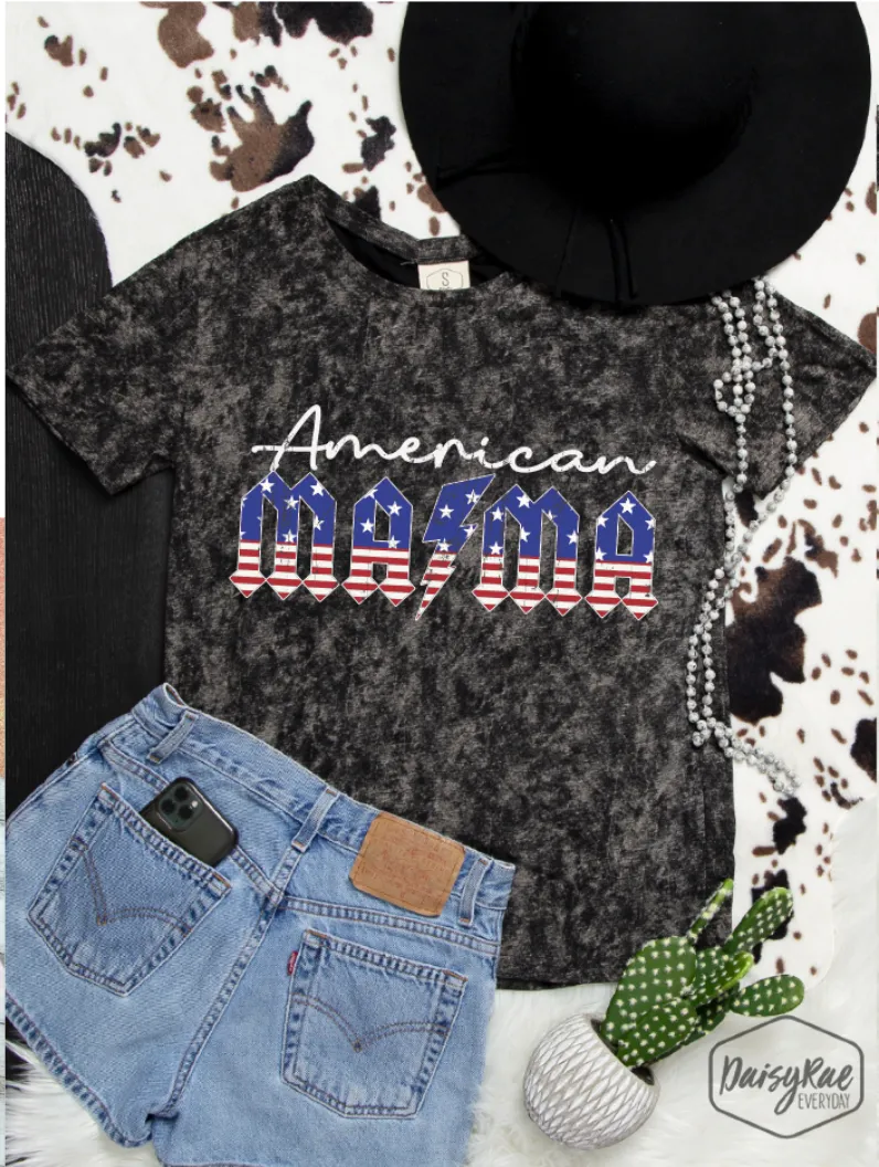 American Mama on Deep Dive - Acid Wash Tee