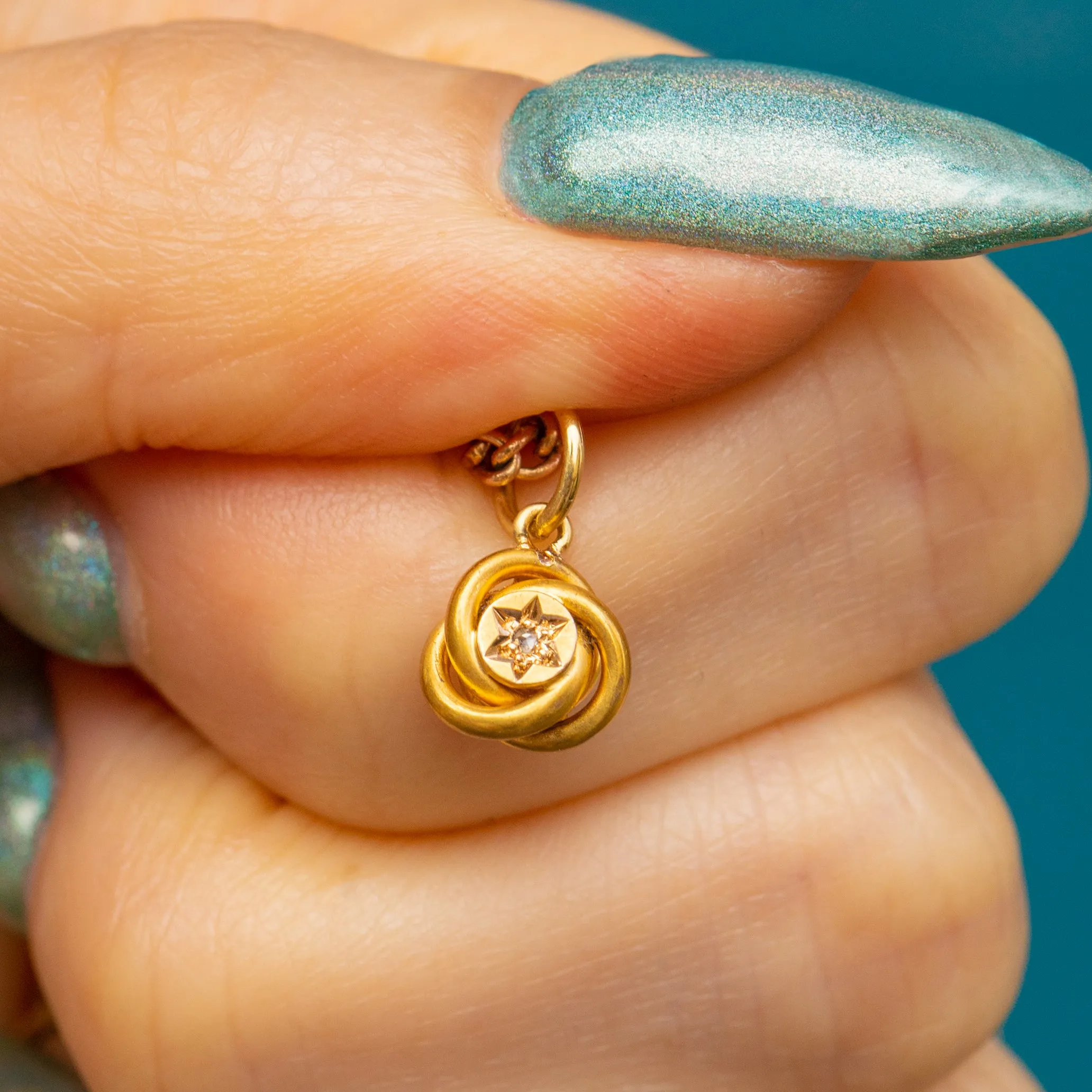 Antique 15ct Gold Lover's Knot Diamond Charm
