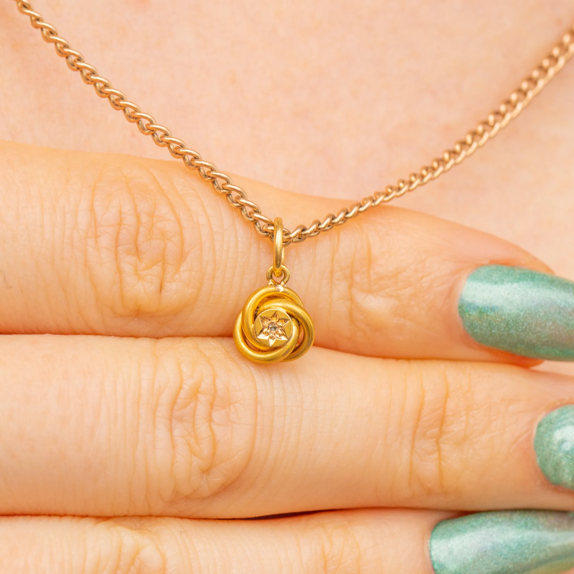 Antique 15ct Gold Lover's Knot Diamond Charm