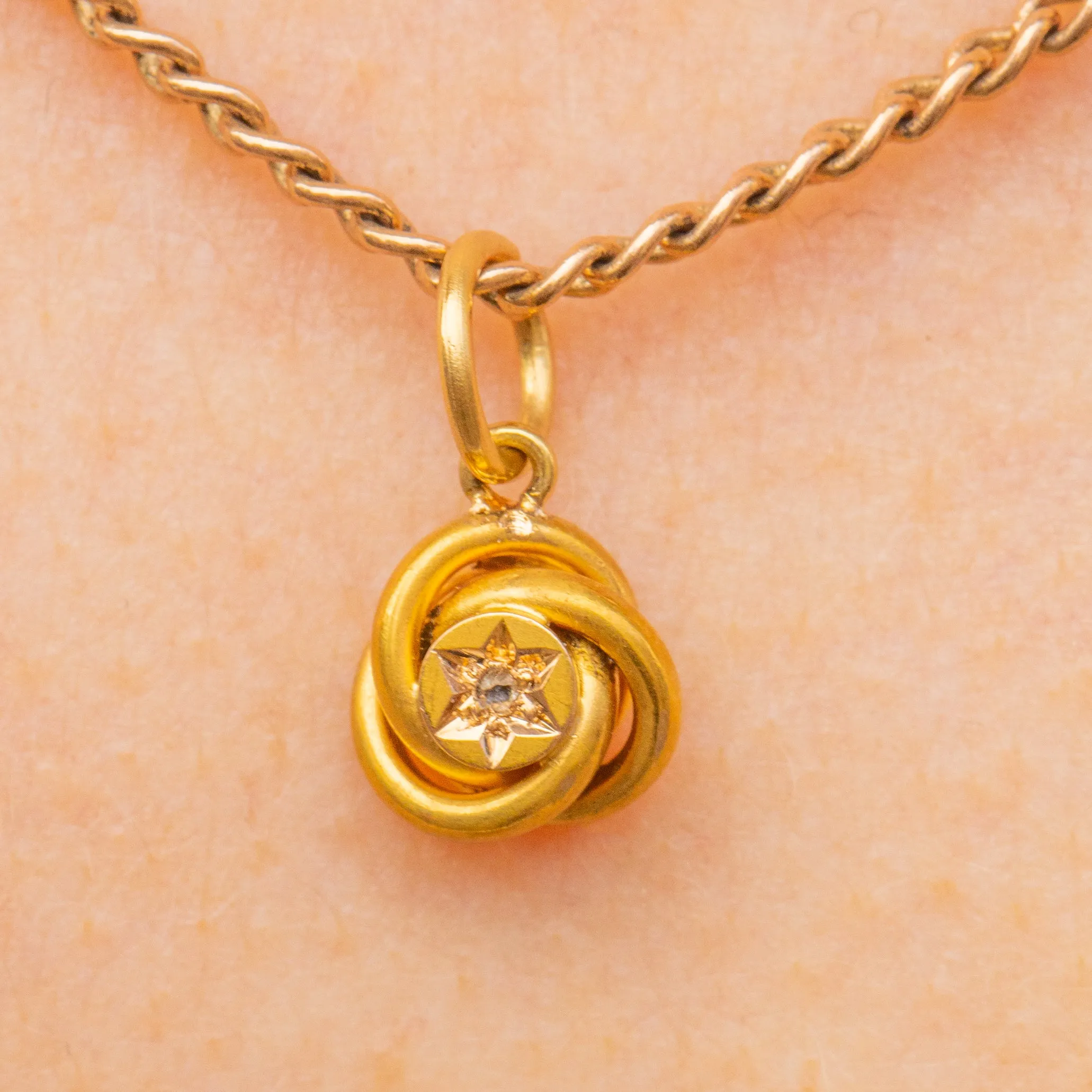 Antique 15ct Gold Lover's Knot Diamond Charm