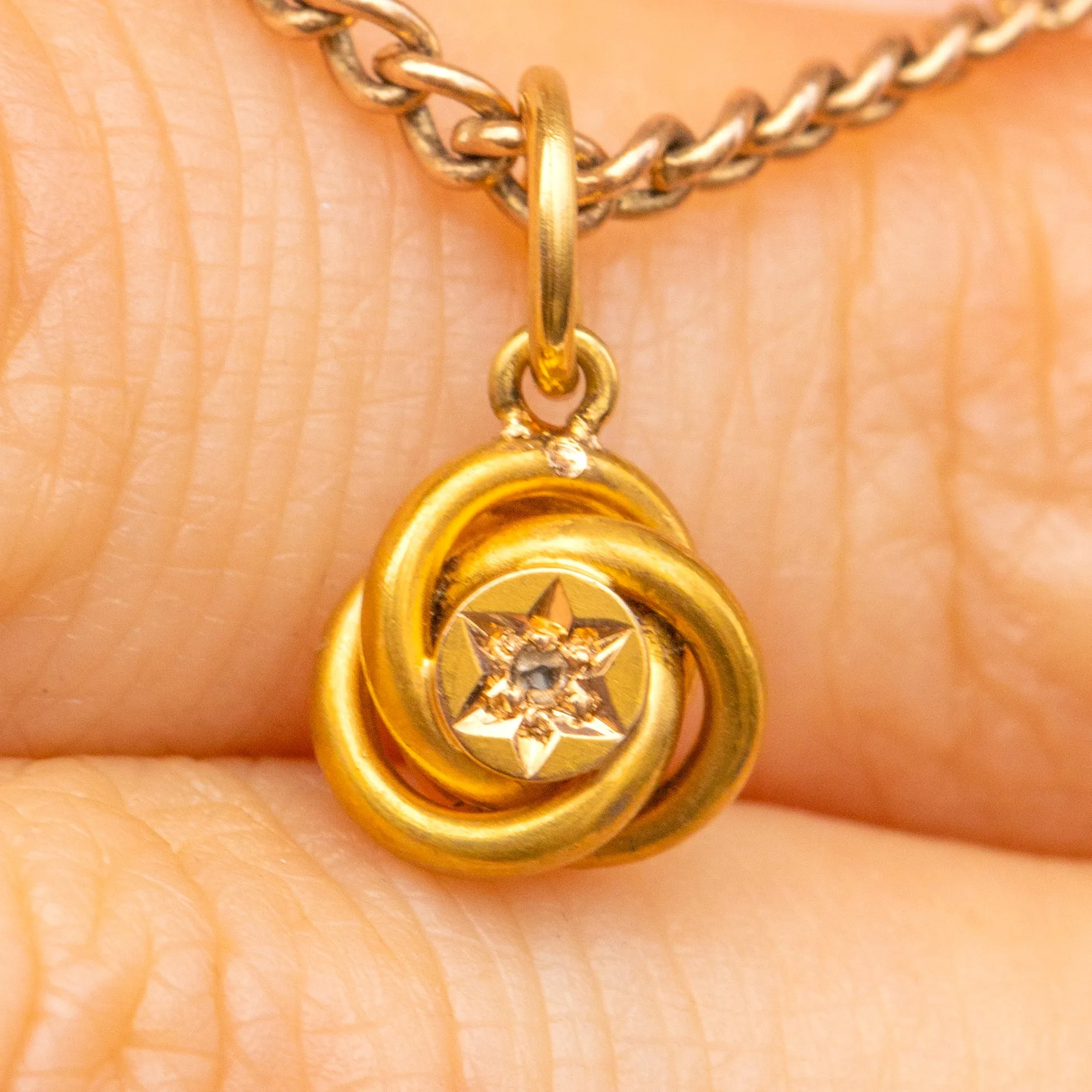 Antique 15ct Gold Lover's Knot Diamond Charm