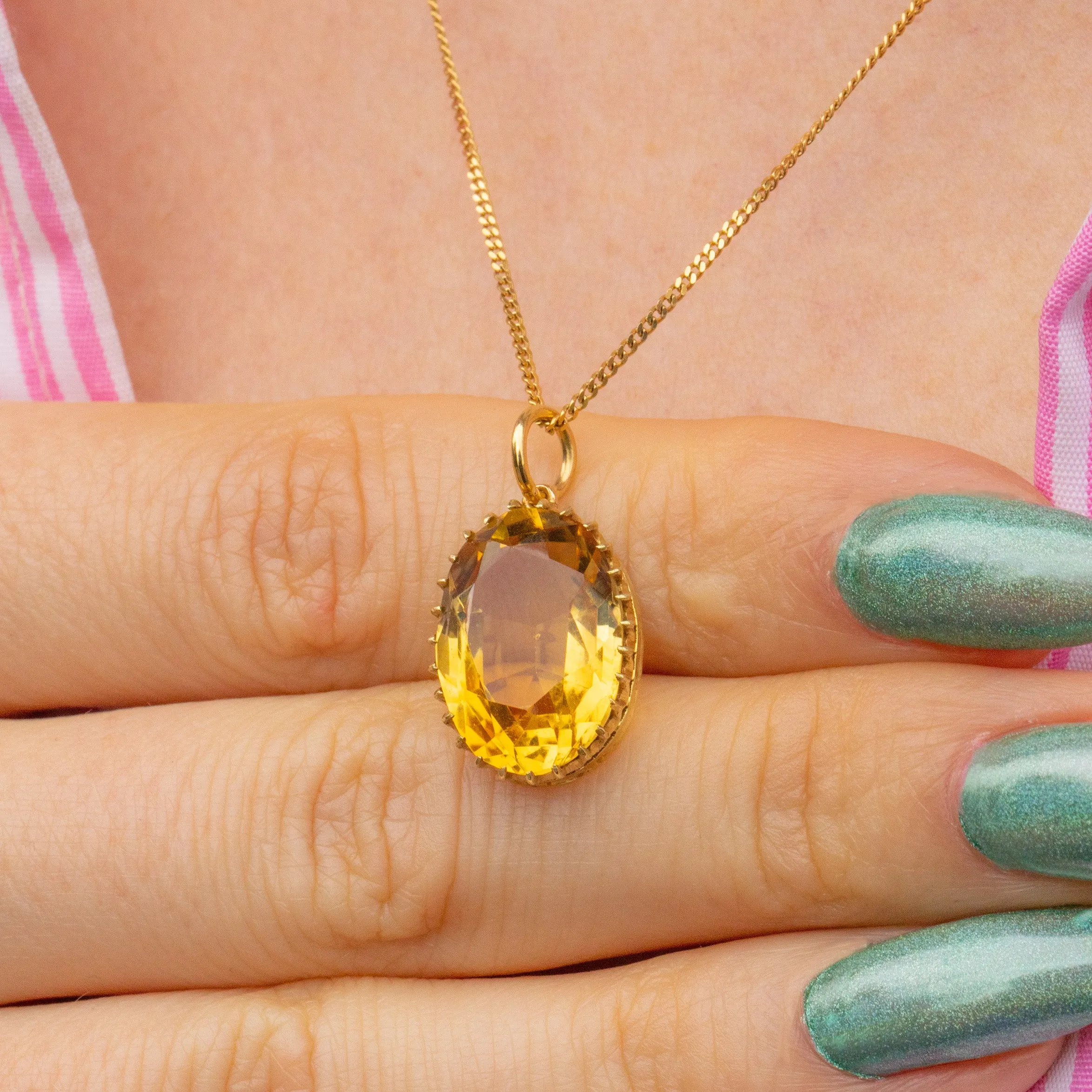 Antique 18ct Gold Citrine Pendant, 5.95ct