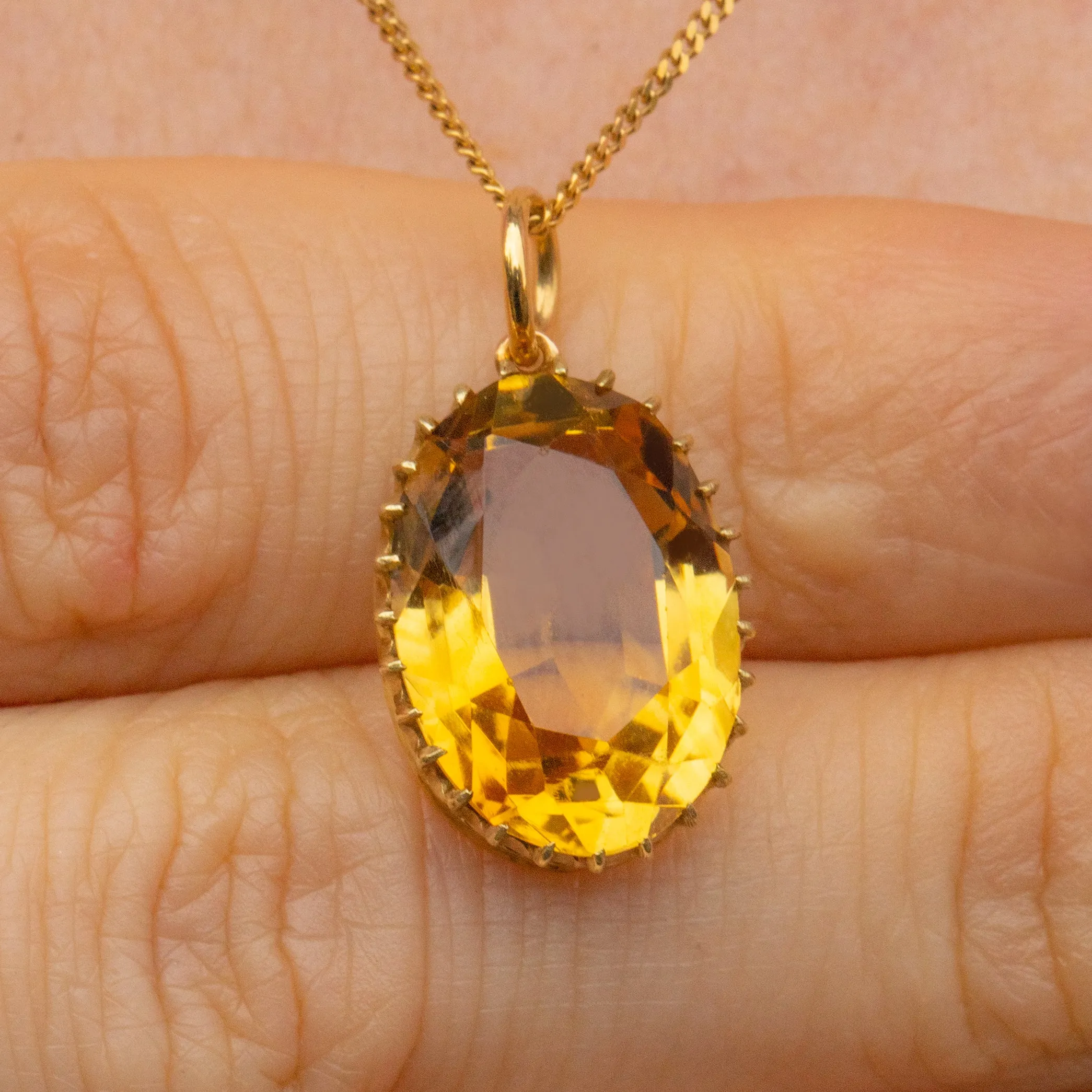 Antique 18ct Gold Citrine Pendant, 5.95ct