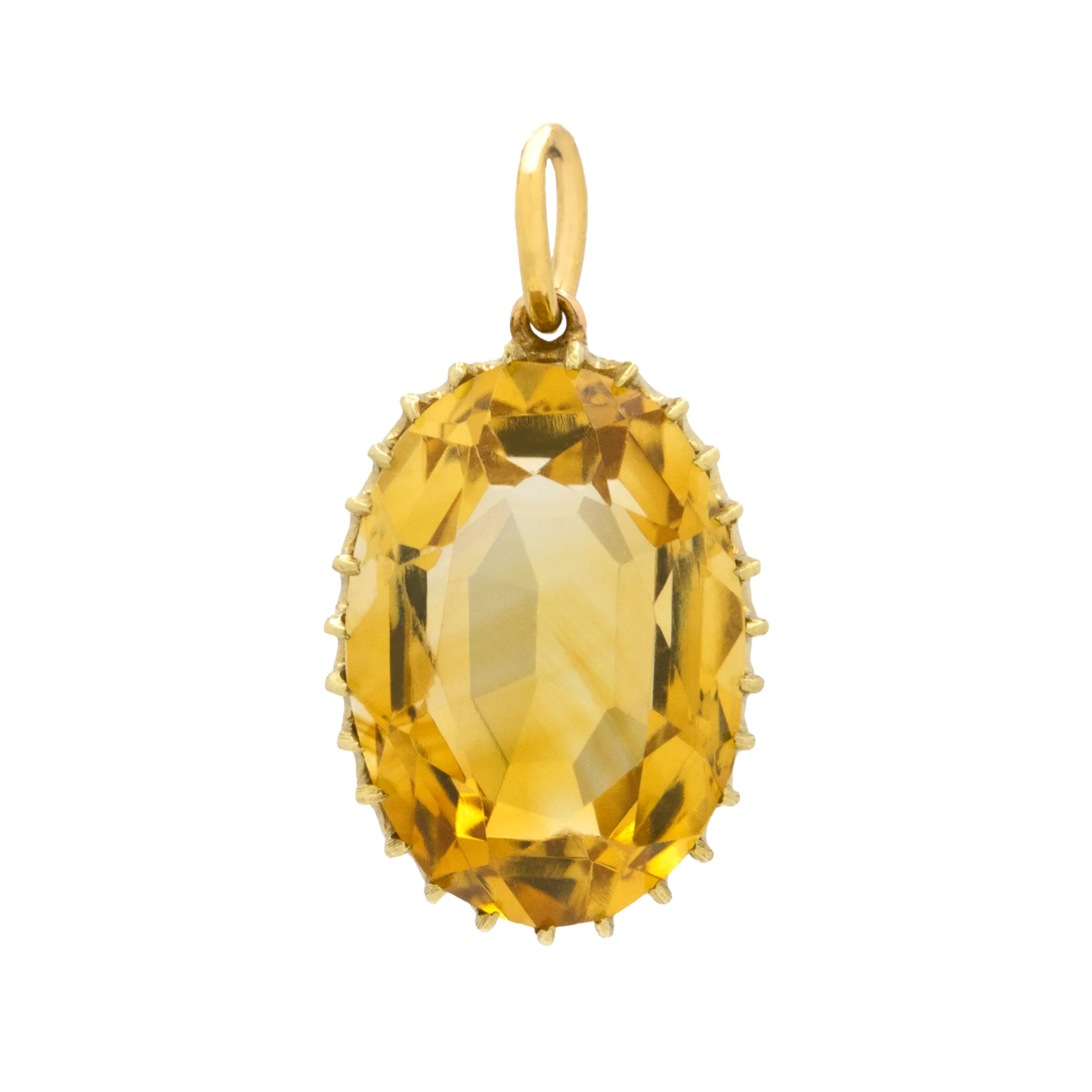 Antique 18ct Gold Citrine Pendant, 5.95ct