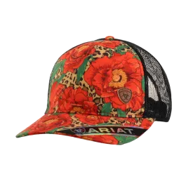 Ariat Ladies Bold Floral & Leopard Red Trucker Cap A300057004