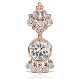 Authentic 14K Rose Gold Maria Tash Cubic Zirconia MT Crown Belly Dangle