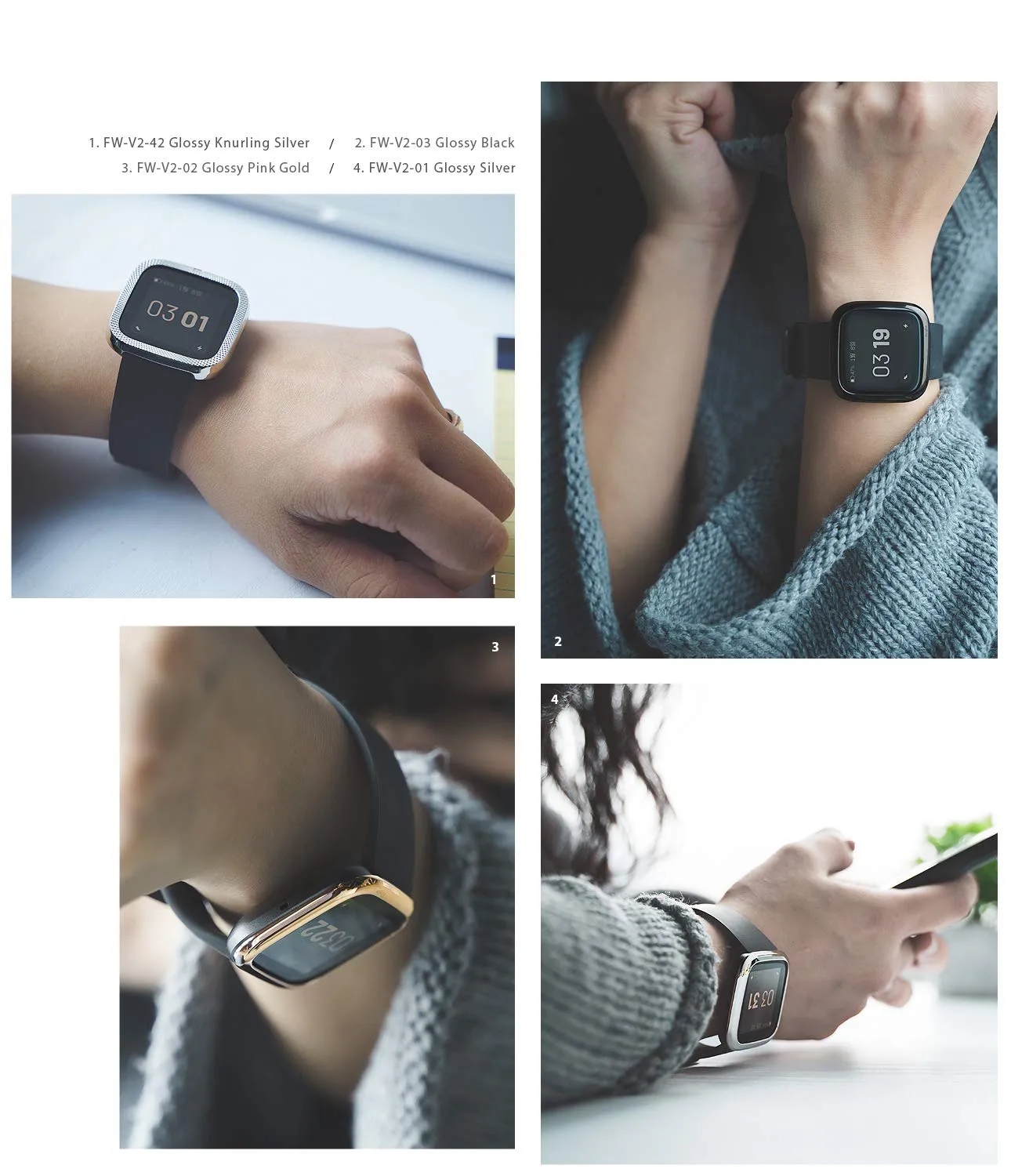 Bezel Styling Designed for Fitbit Versa 2 - Knurling Silver [Stainless Steel]