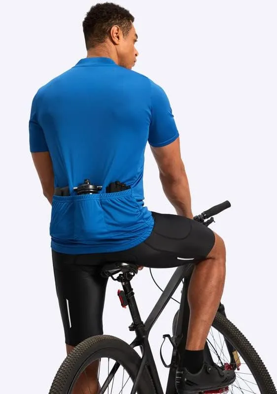 Bikewa Men's Cycling Jersey Moisture Wicking Short Sleeve UPF Half Zip Bike Road Riding Biking Shirts for Men Zipper Pockets