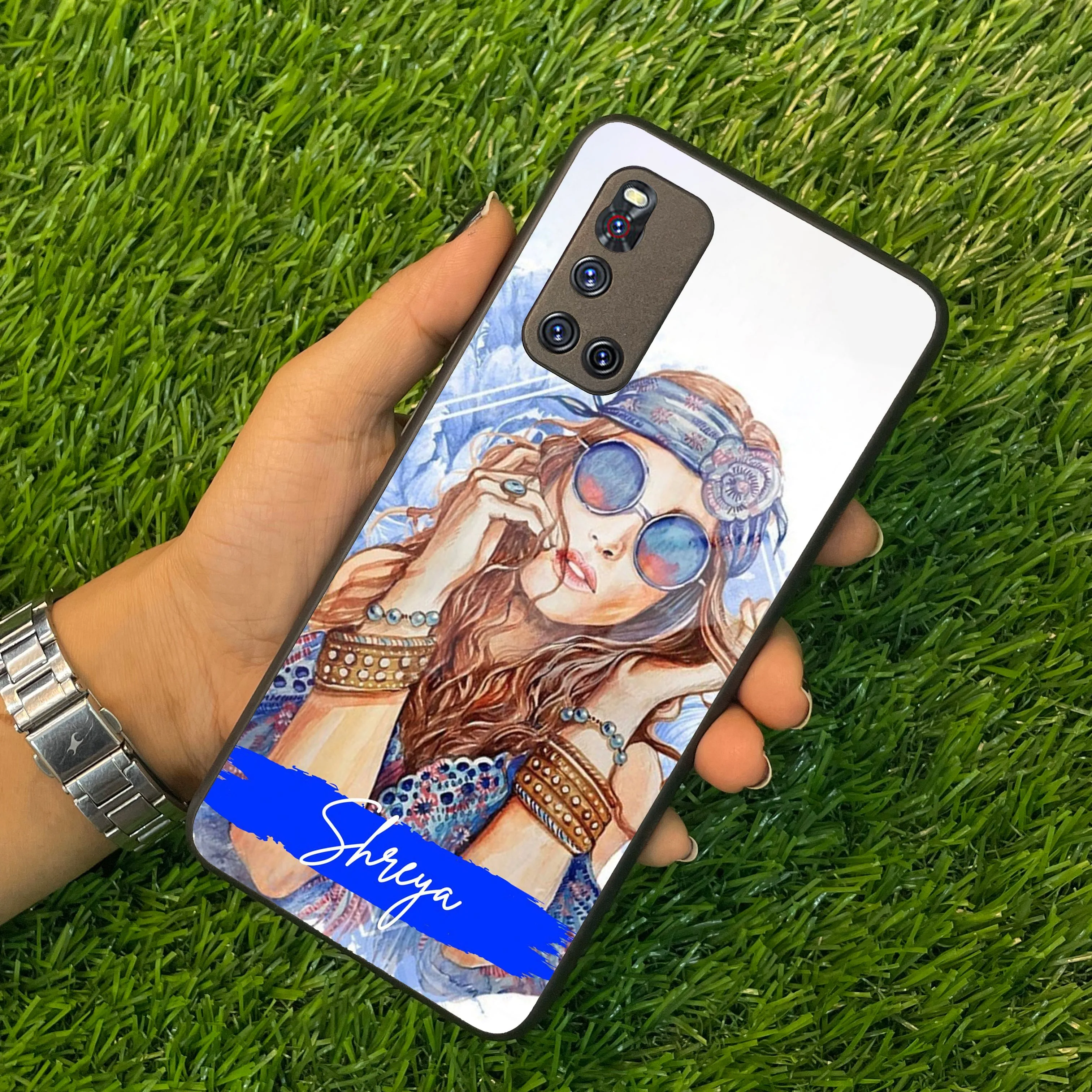 Bindass Babe Customize Glass Case Cover For Vivo