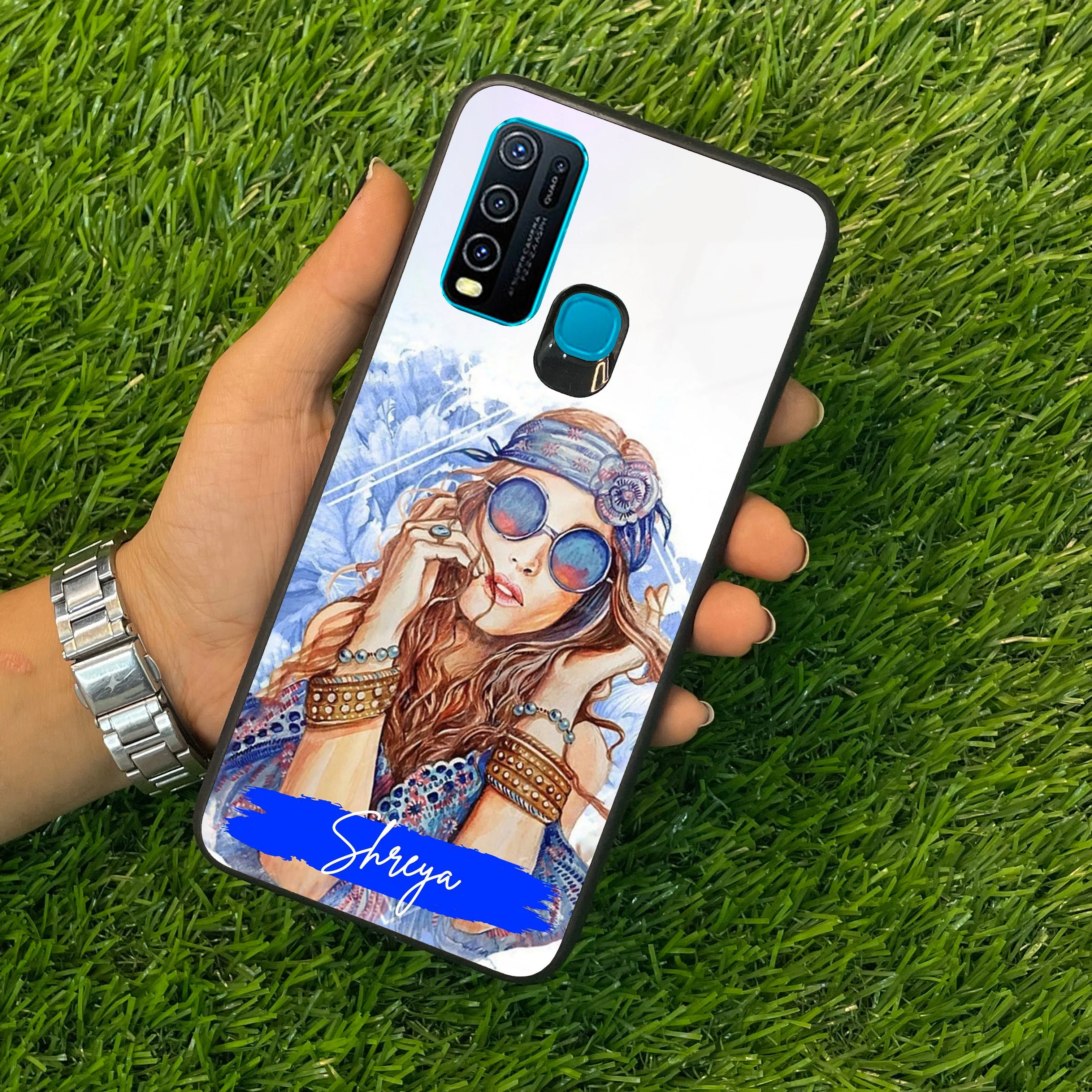 Bindass Babe Customize Glass Case Cover For Vivo
