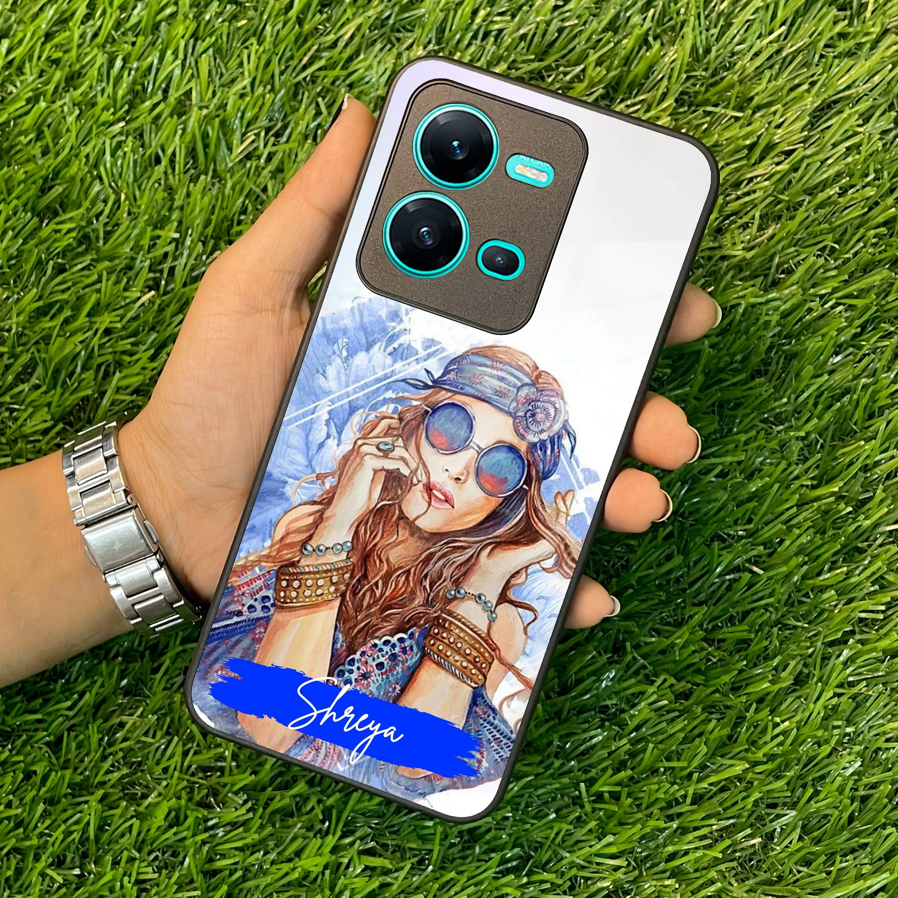 Bindass Babe Customize Glass Case Cover For Vivo