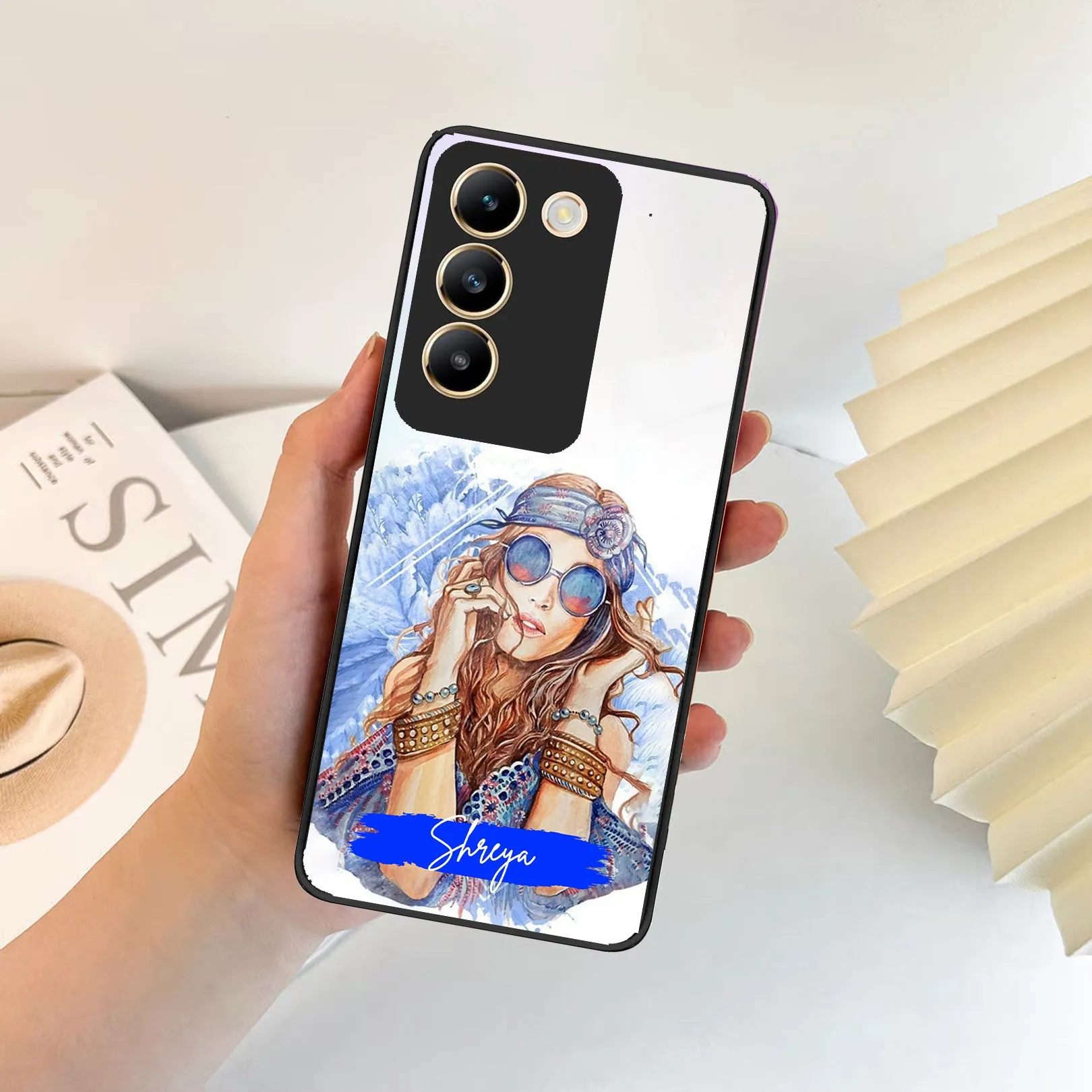Bindass Babe Customize Glass Case Cover For Vivo
