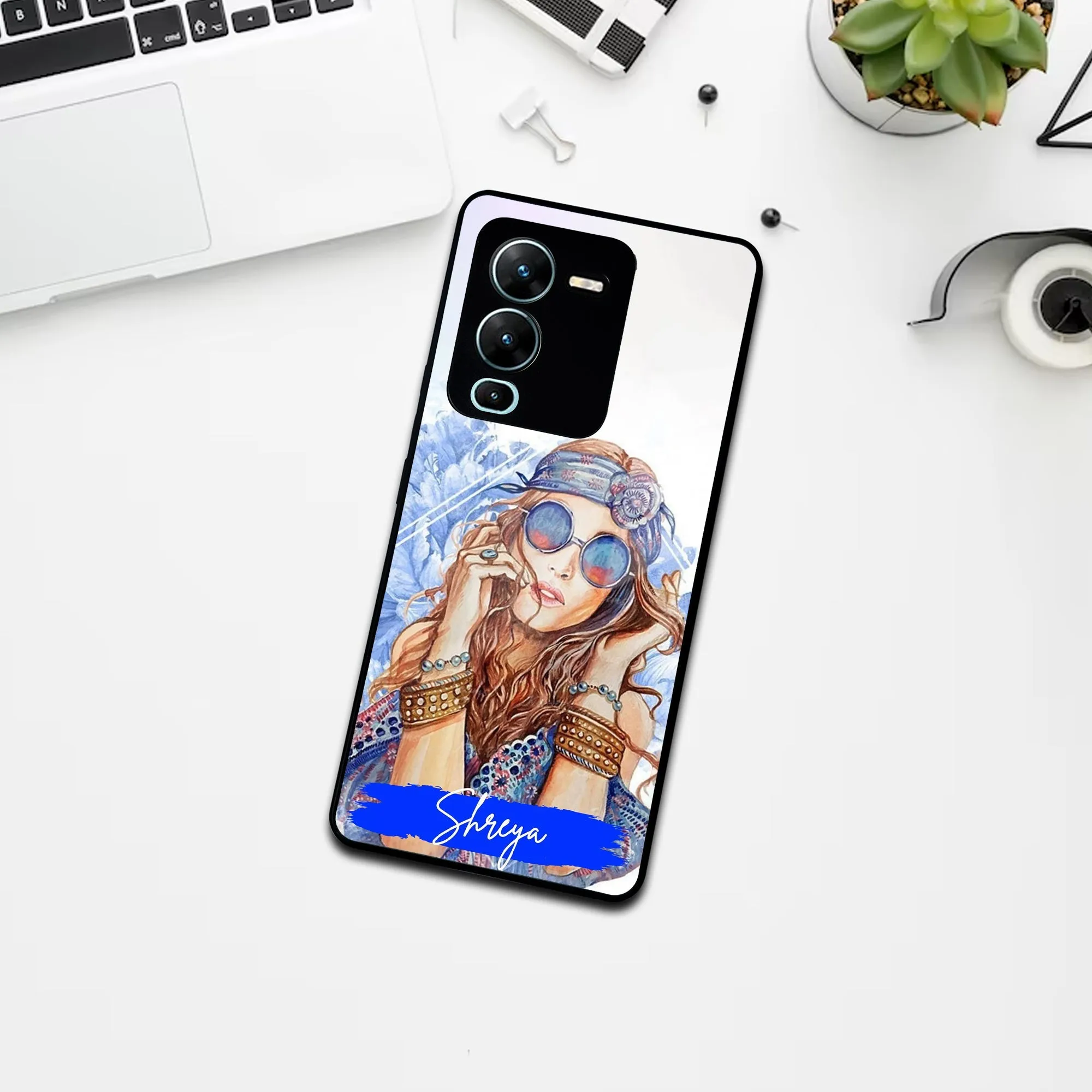 Bindass Babe Customize Glass Case Cover For Vivo