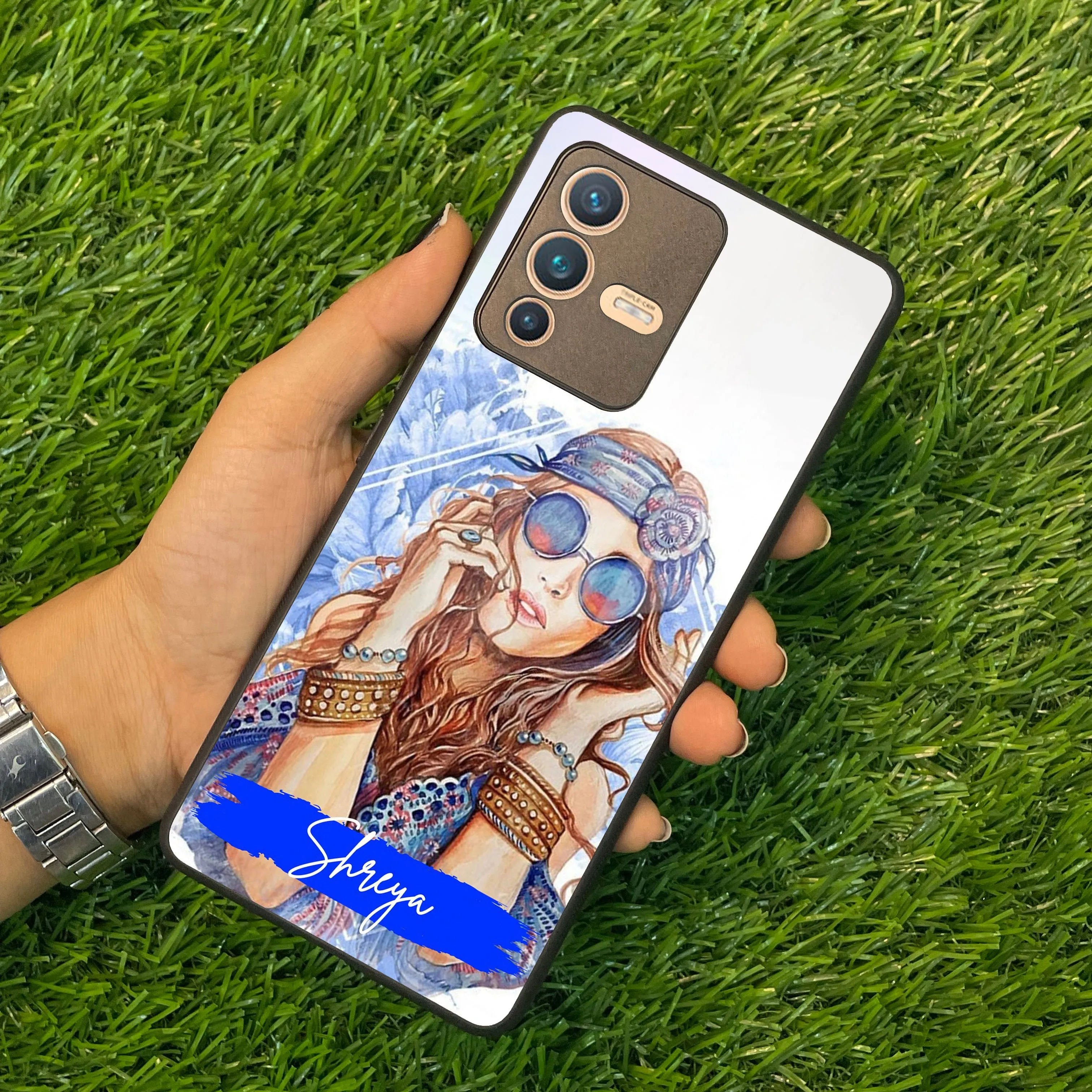Bindass Babe Customize Glass Case Cover For Vivo