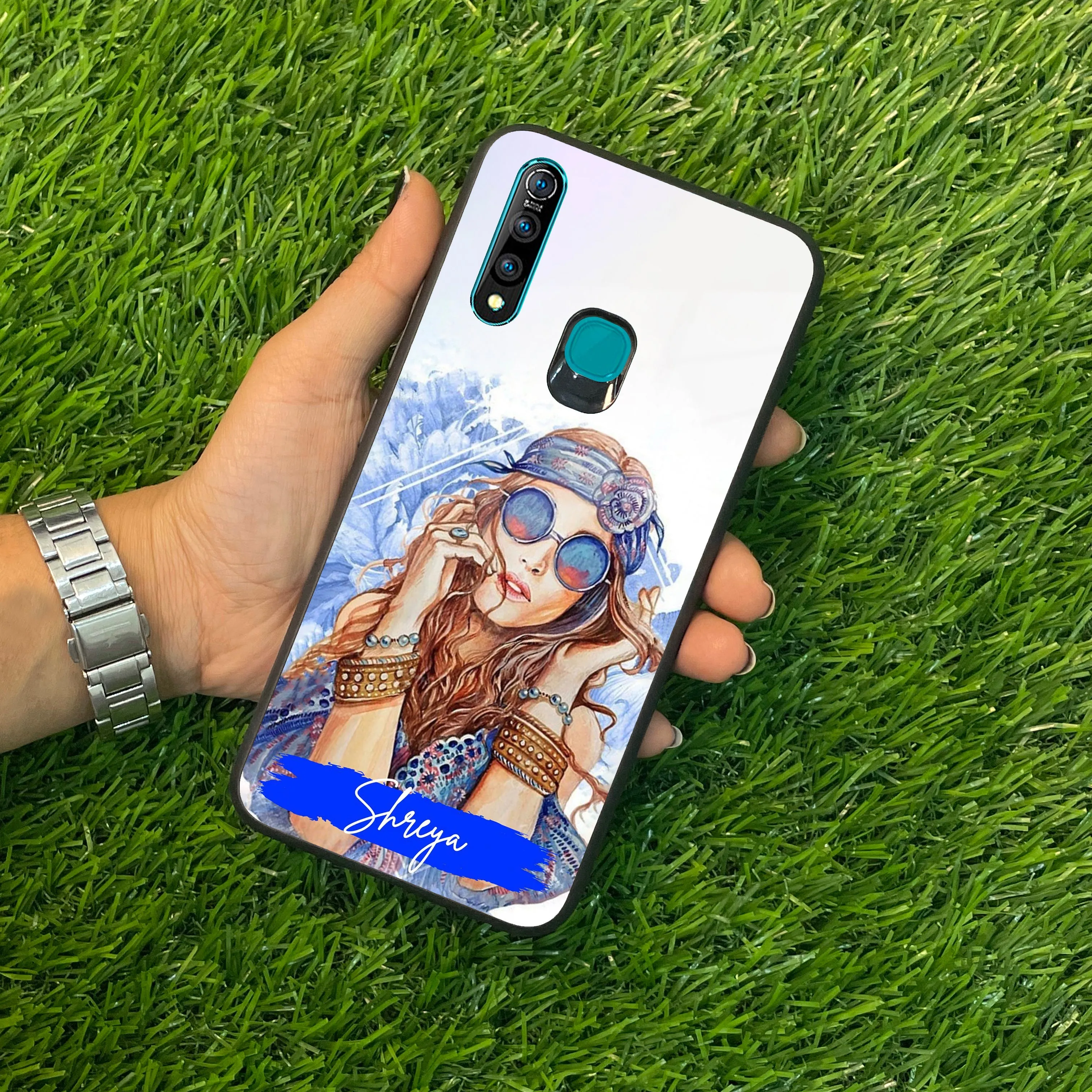 Bindass Babe Customize Glass Case Cover For Vivo