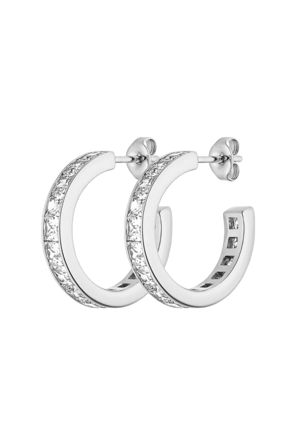 Brilliant Square Hoops Silver