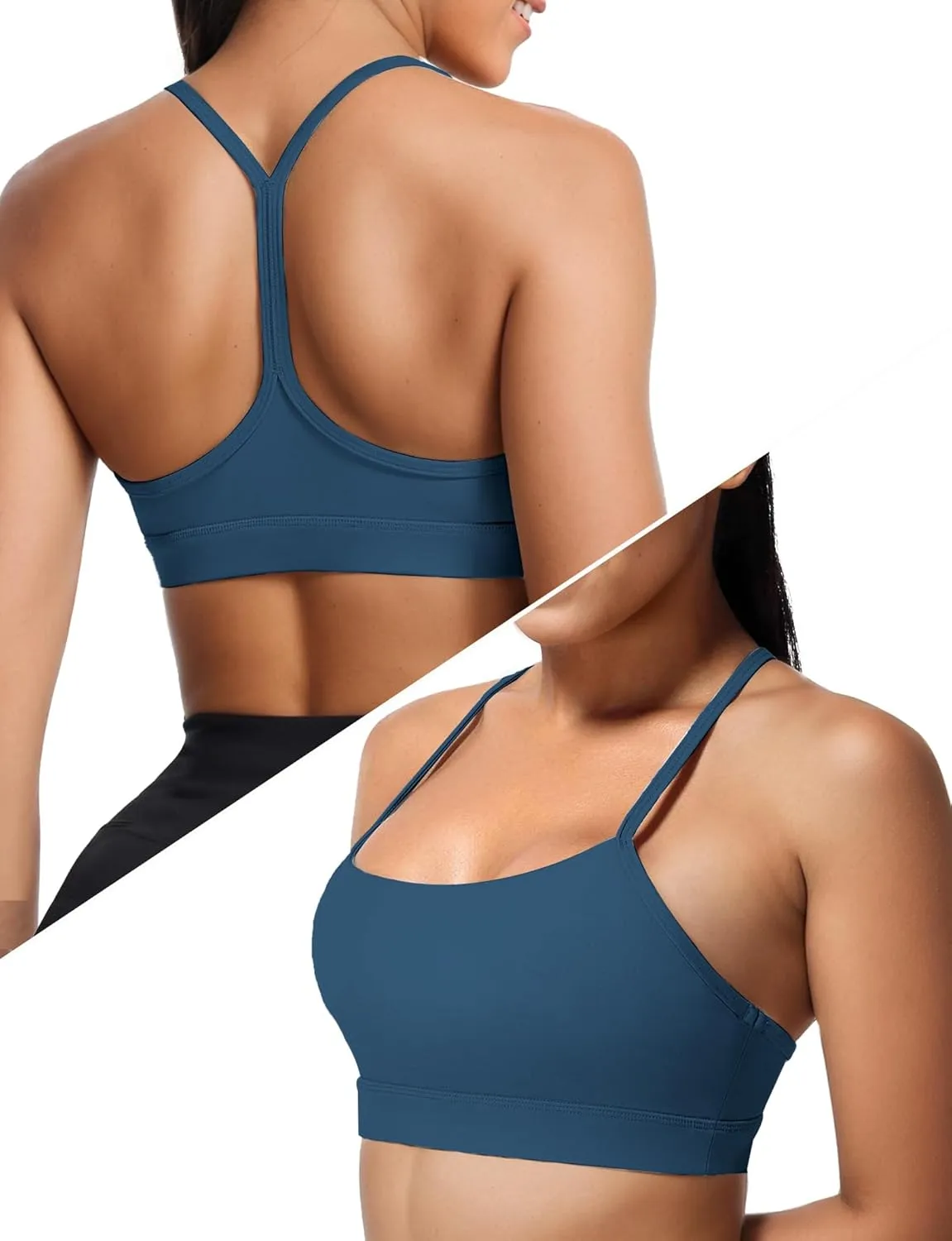 Buauty Y Back Sports Bra for Women, Low Impact Padded Racerback Spaghetti Strap Bras, Womens Workout Yoga Gym Tops