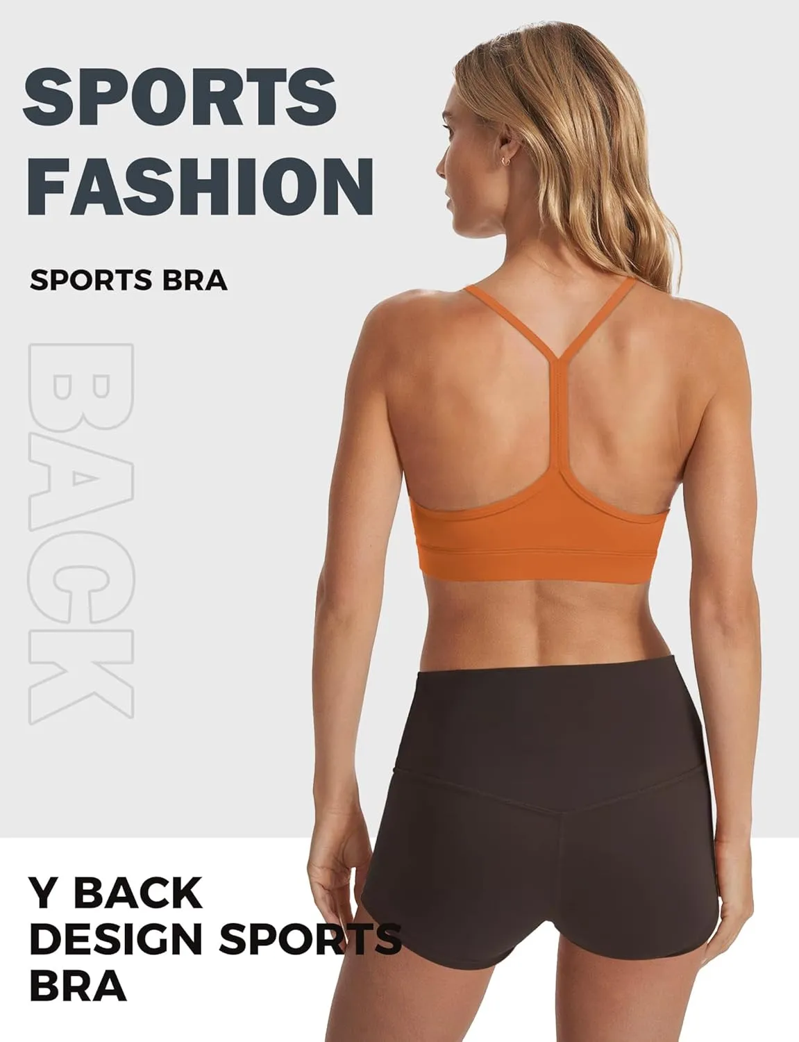 Buauty Y Back Sports Bra for Women, Low Impact Padded Racerback Spaghetti Strap Bras, Womens Workout Yoga Gym Tops