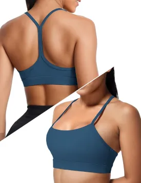 Buauty Y Back Sports Bra for Women, Low Impact Padded Racerback Spaghetti Strap Bras, Womens Workout Yoga Gym Tops