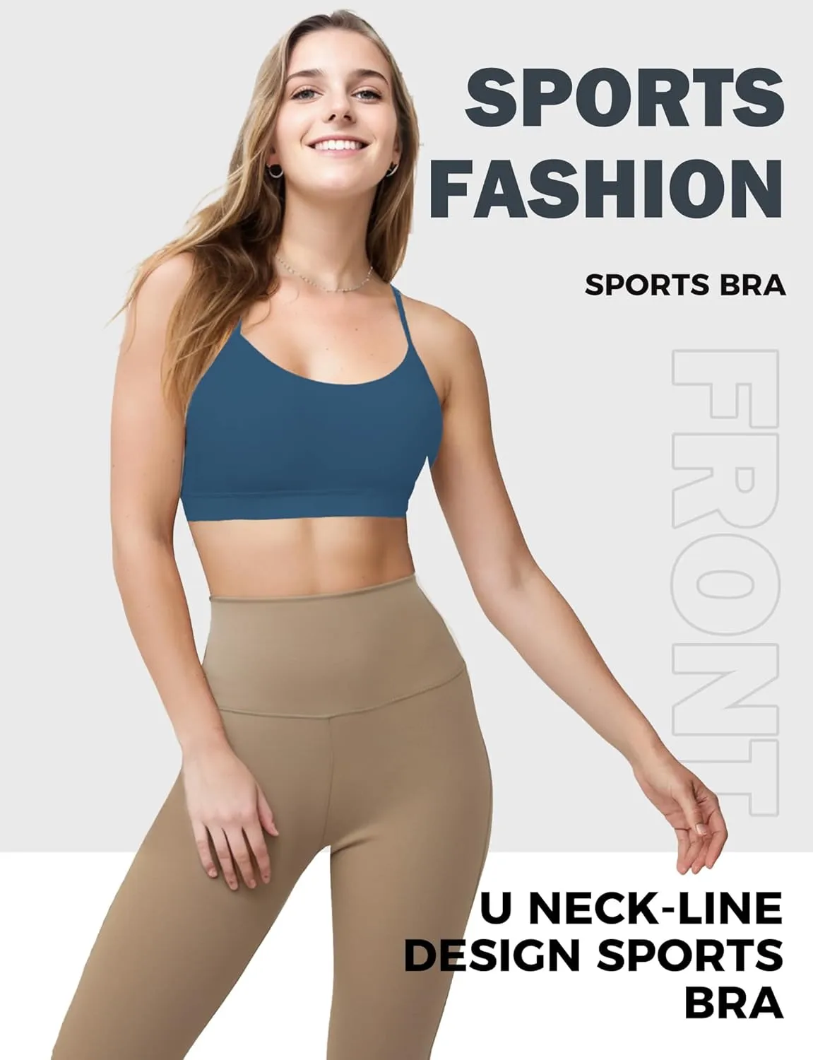 Buauty Y Back Sports Bra for Women, Low Impact Padded Racerback Spaghetti Strap Bras, Womens Workout Yoga Gym Tops
