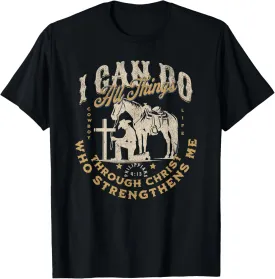 Cowboy Kneeling Cross Scripture Western Bible Verse Jesus T-Shirt