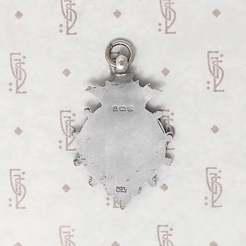 Crowned English Sterling Silver Medal Fob