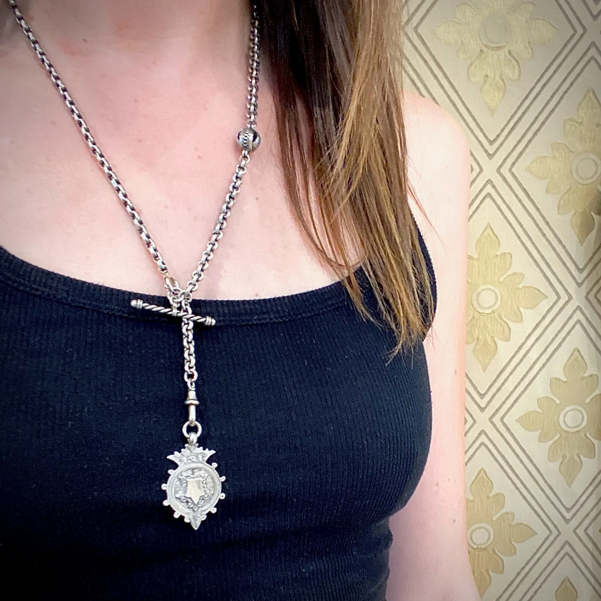 Crowned English Sterling Silver Medal Fob