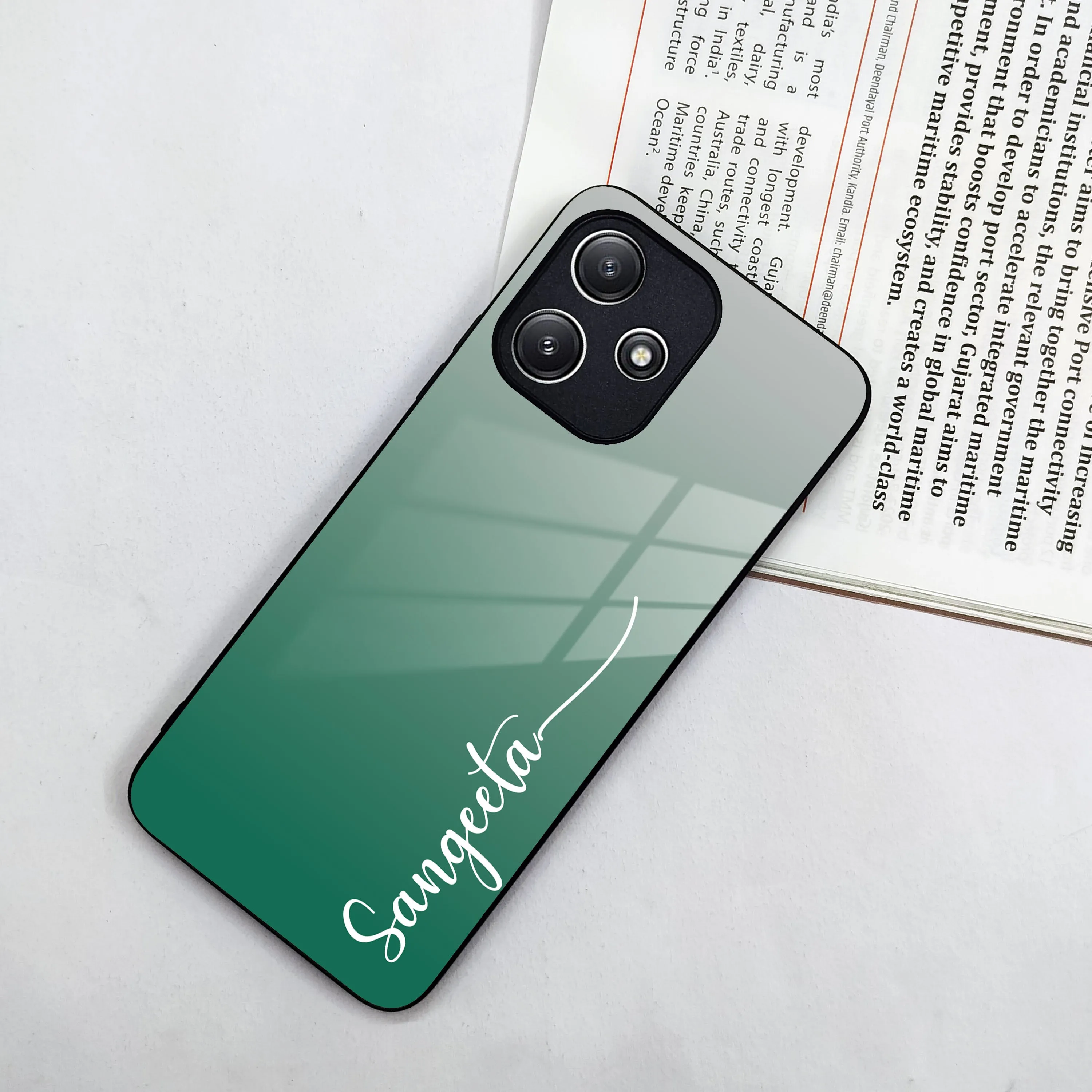 Customize Name Gradient Glass Case Cover Green For Redmi/Xiaomi