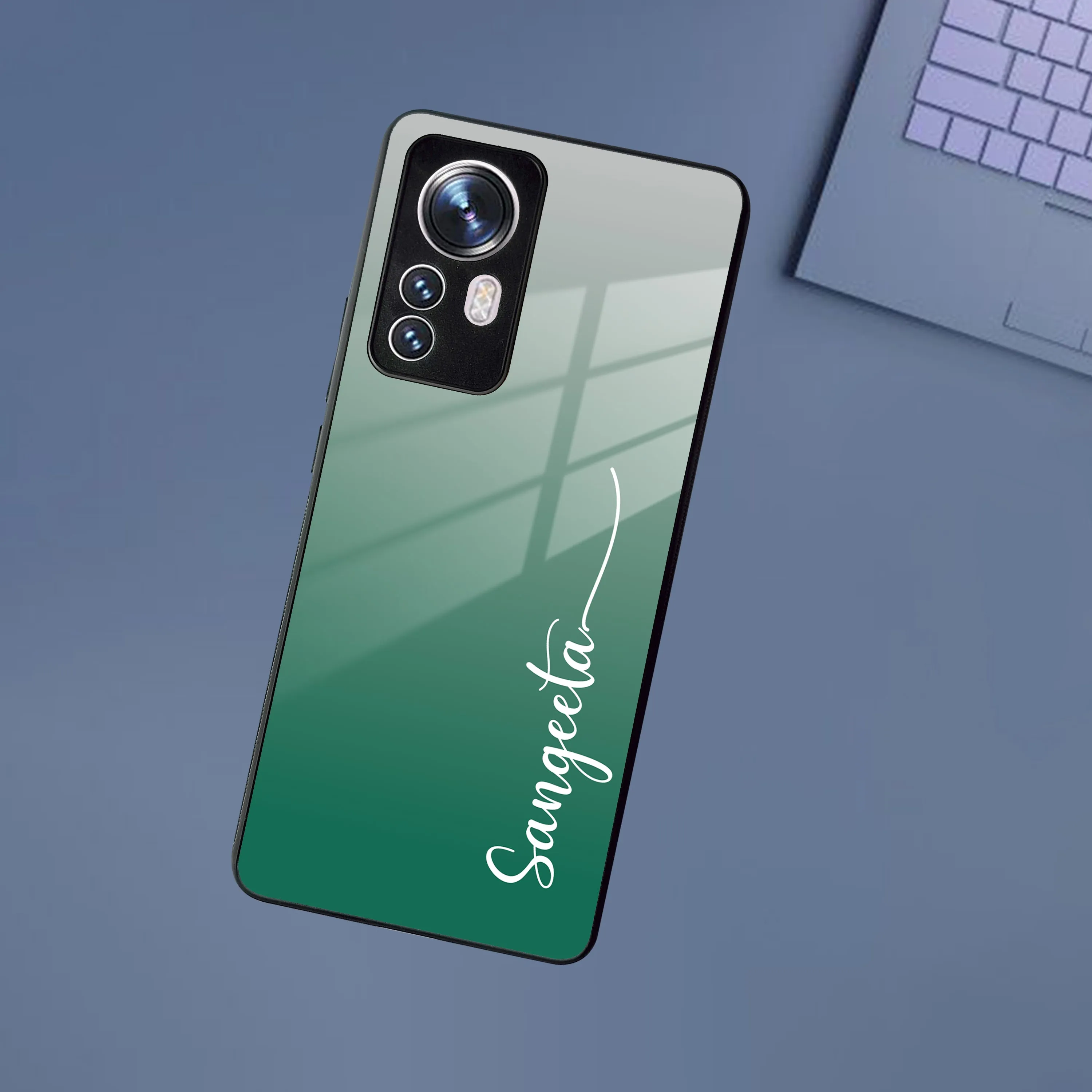 Customize Name Gradient Glass Case Cover Green For Redmi/Xiaomi
