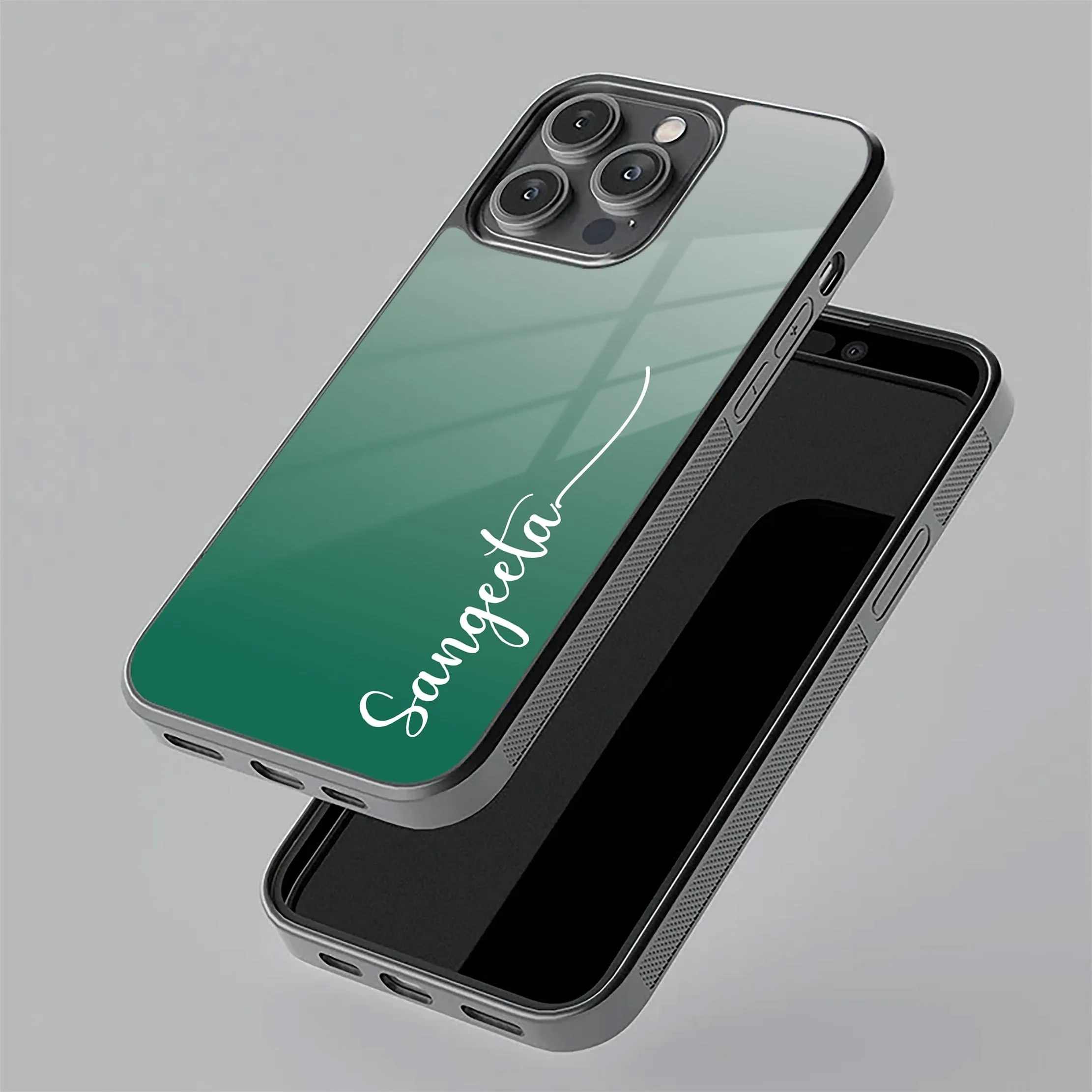 Customize Name Gradient Glass Case Cover Green For Redmi/Xiaomi