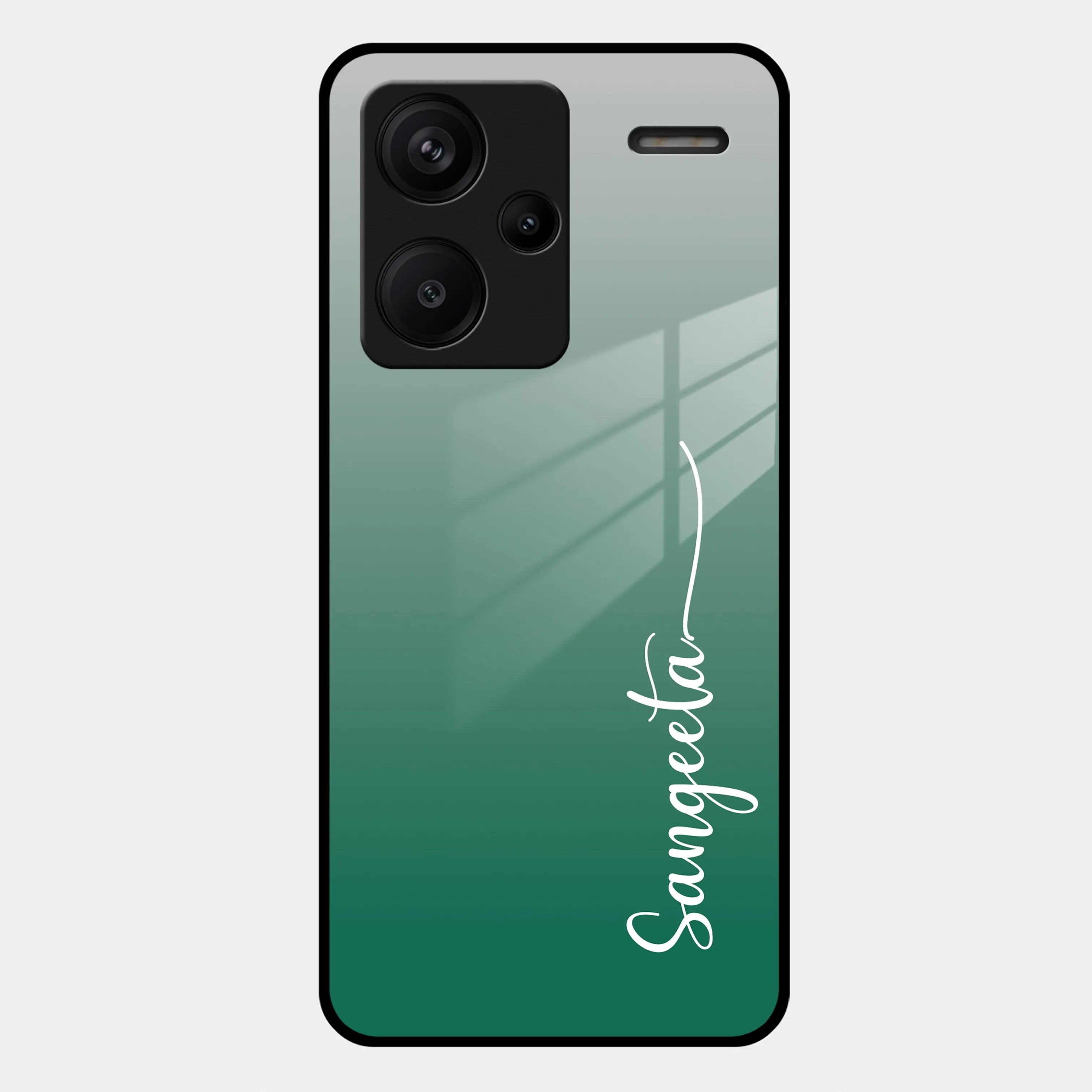 Customize Name Gradient Glass Case Cover Green For Redmi/Xiaomi