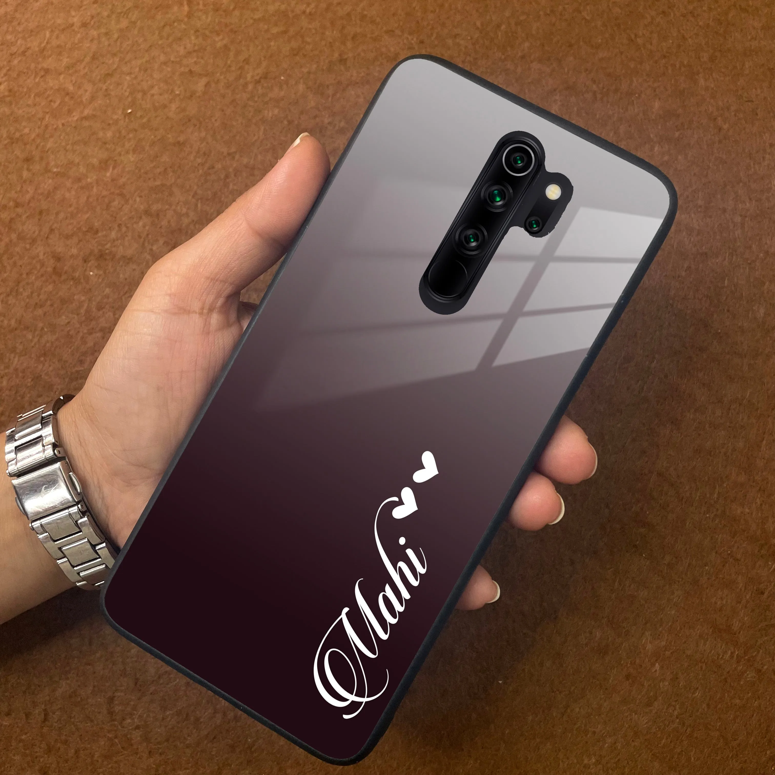 Customize Name Gradient Glass Case Cover Grey For Redmi/Xiaomi