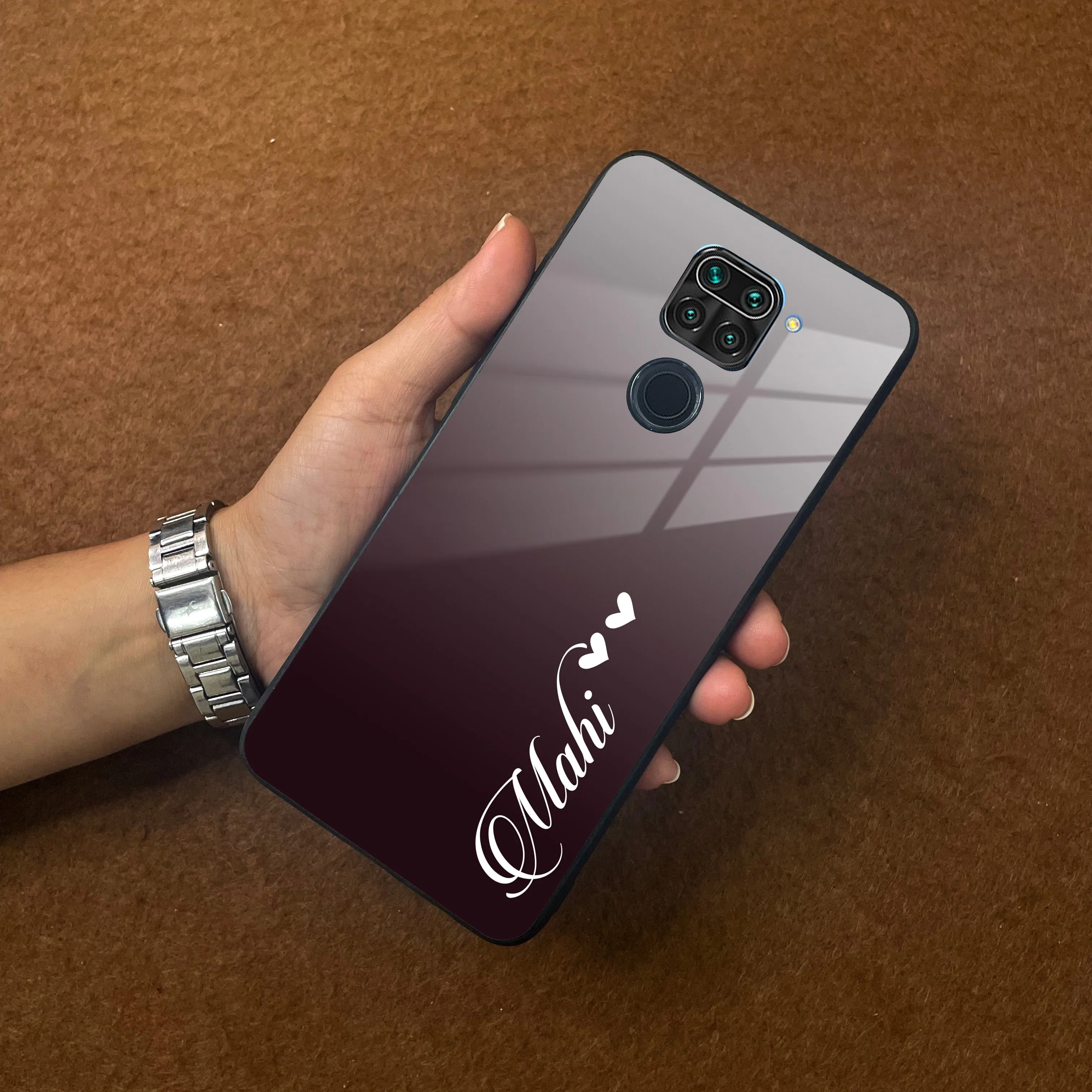 Customize Name Gradient Glass Case Cover Grey For Redmi/Xiaomi