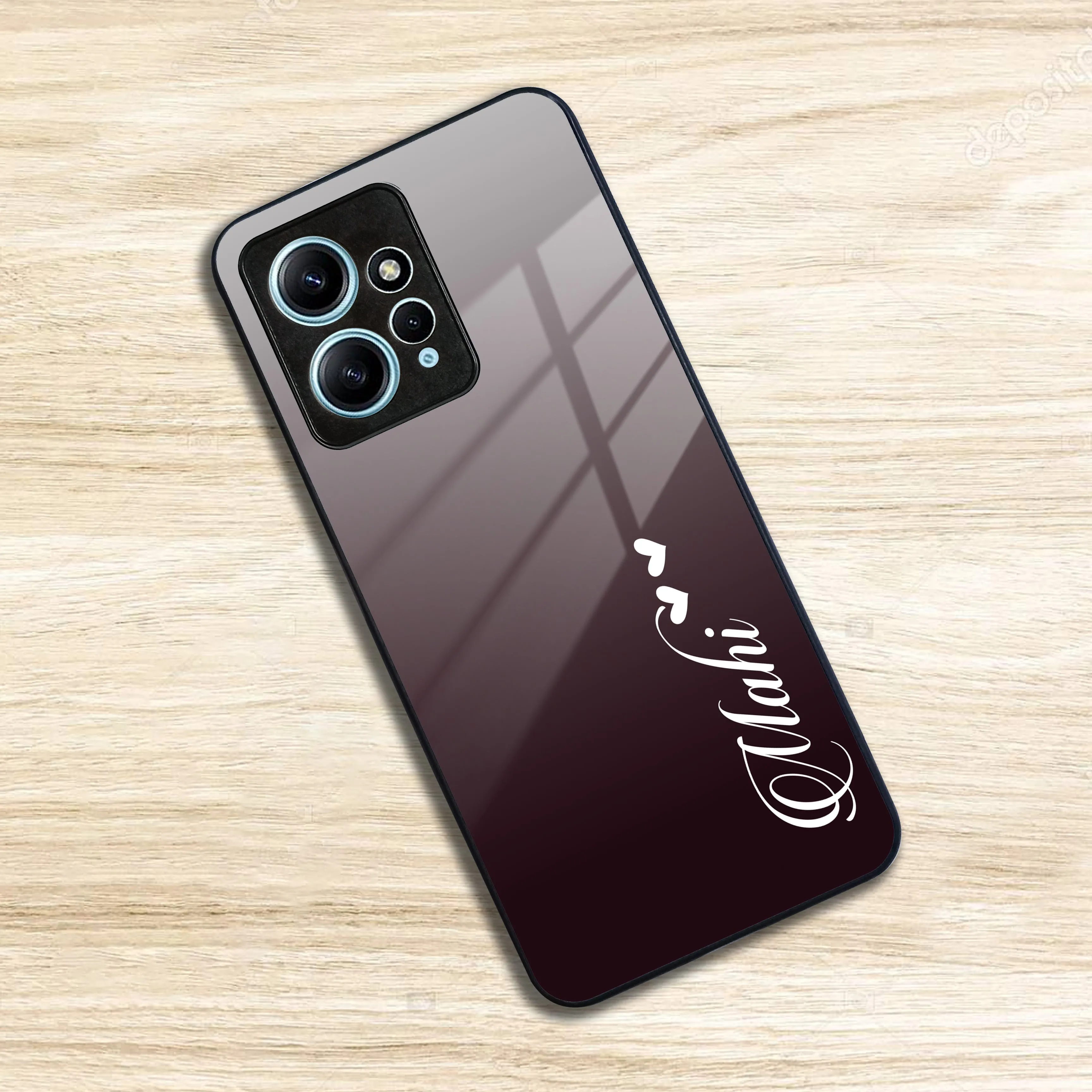 Customize Name Gradient Glass Case Cover Grey For Redmi/Xiaomi