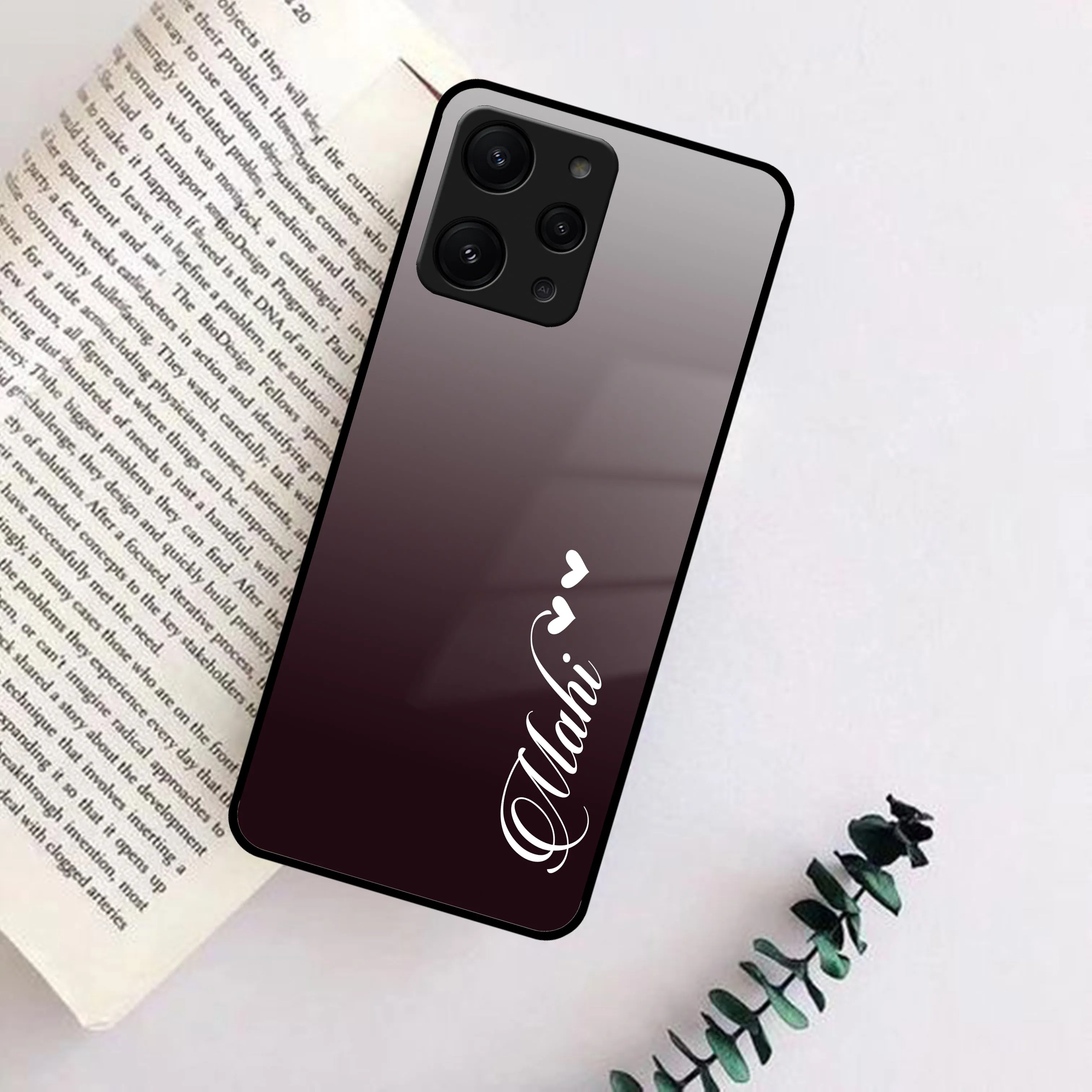 Customize Name Gradient Glass Case Cover Grey For Redmi/Xiaomi