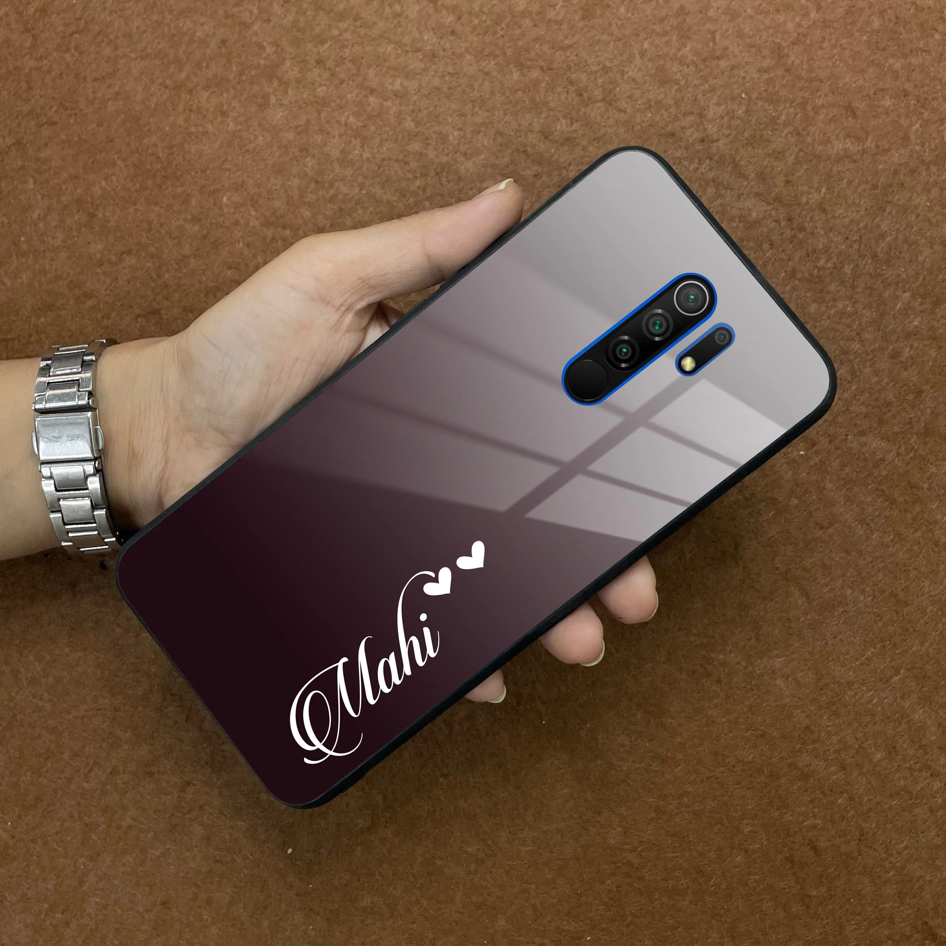 Customize Name Gradient Glass Case Cover Grey For Redmi/Xiaomi