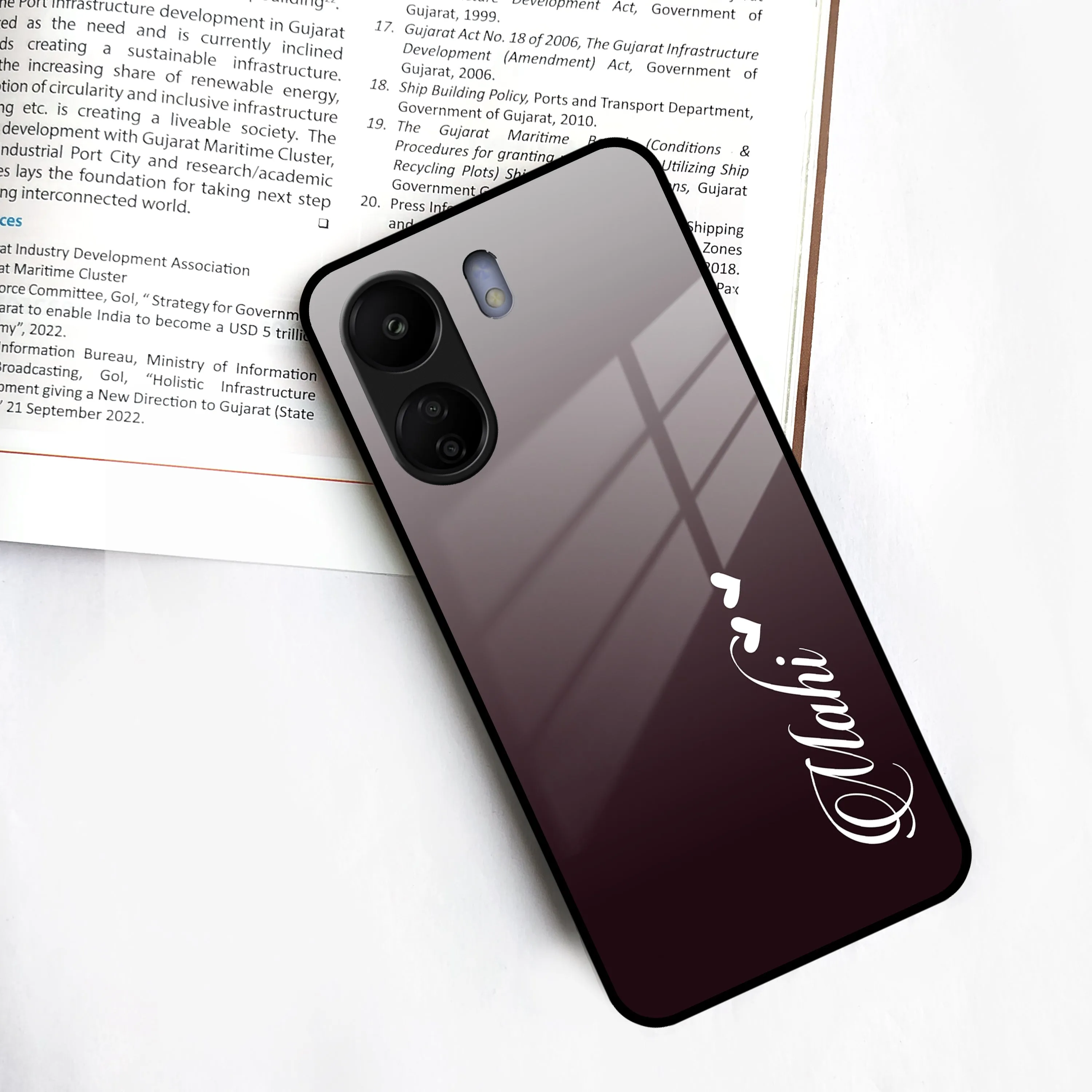 Customize Name Gradient Glass Case Cover Grey For Redmi/Xiaomi
