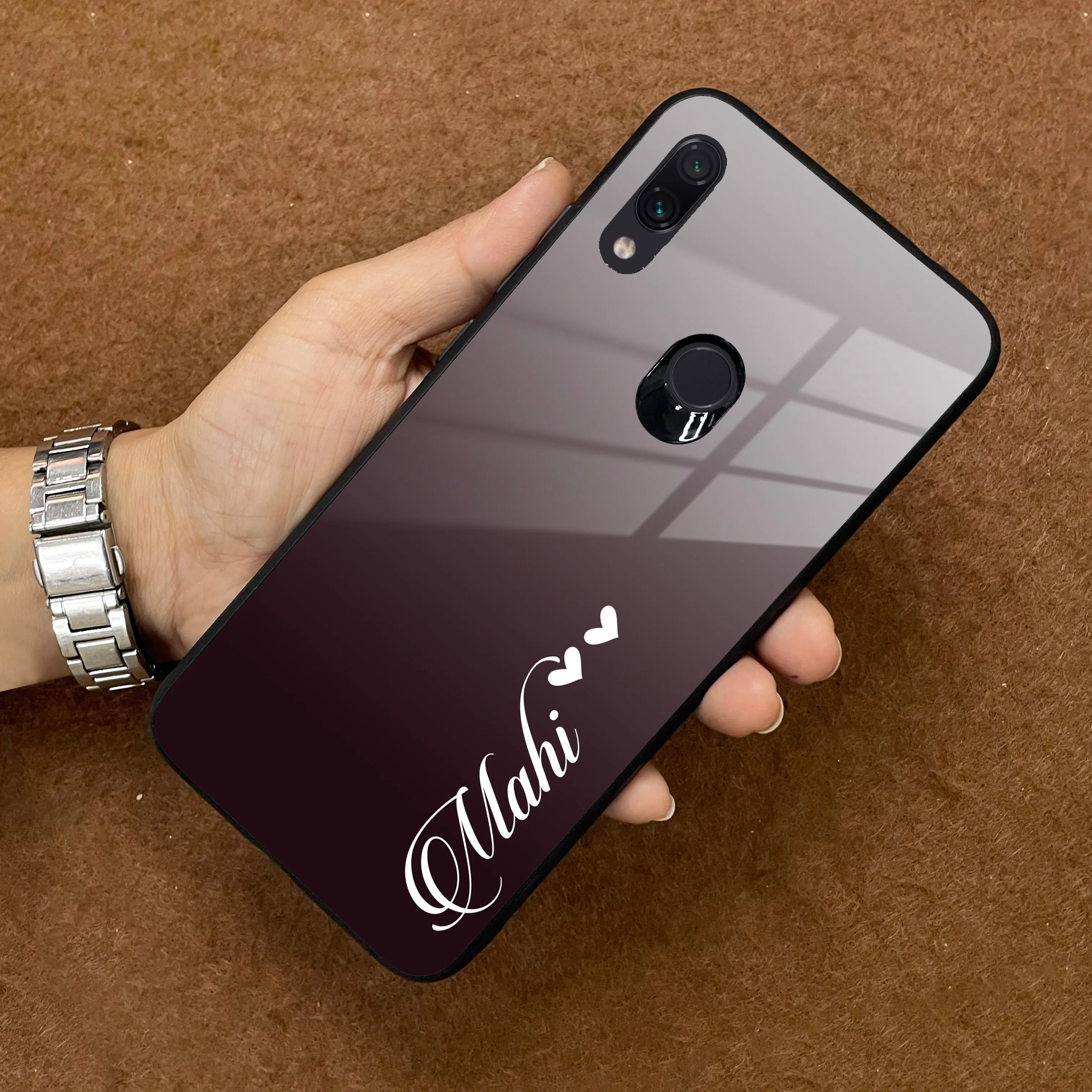 Customize Name Gradient Glass Case Cover Grey For Redmi/Xiaomi