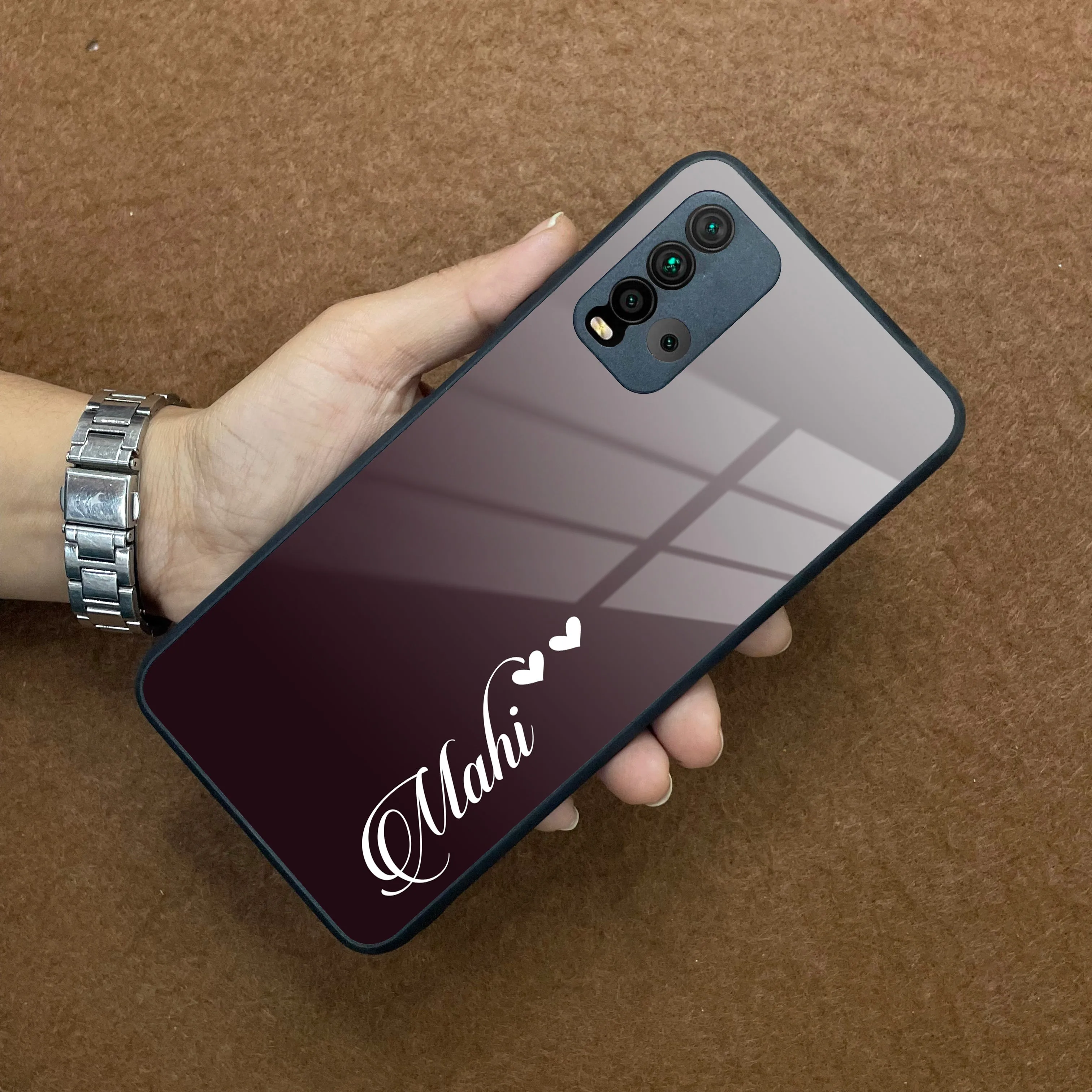 Customize Name Gradient Glass Case Cover Grey For Redmi/Xiaomi