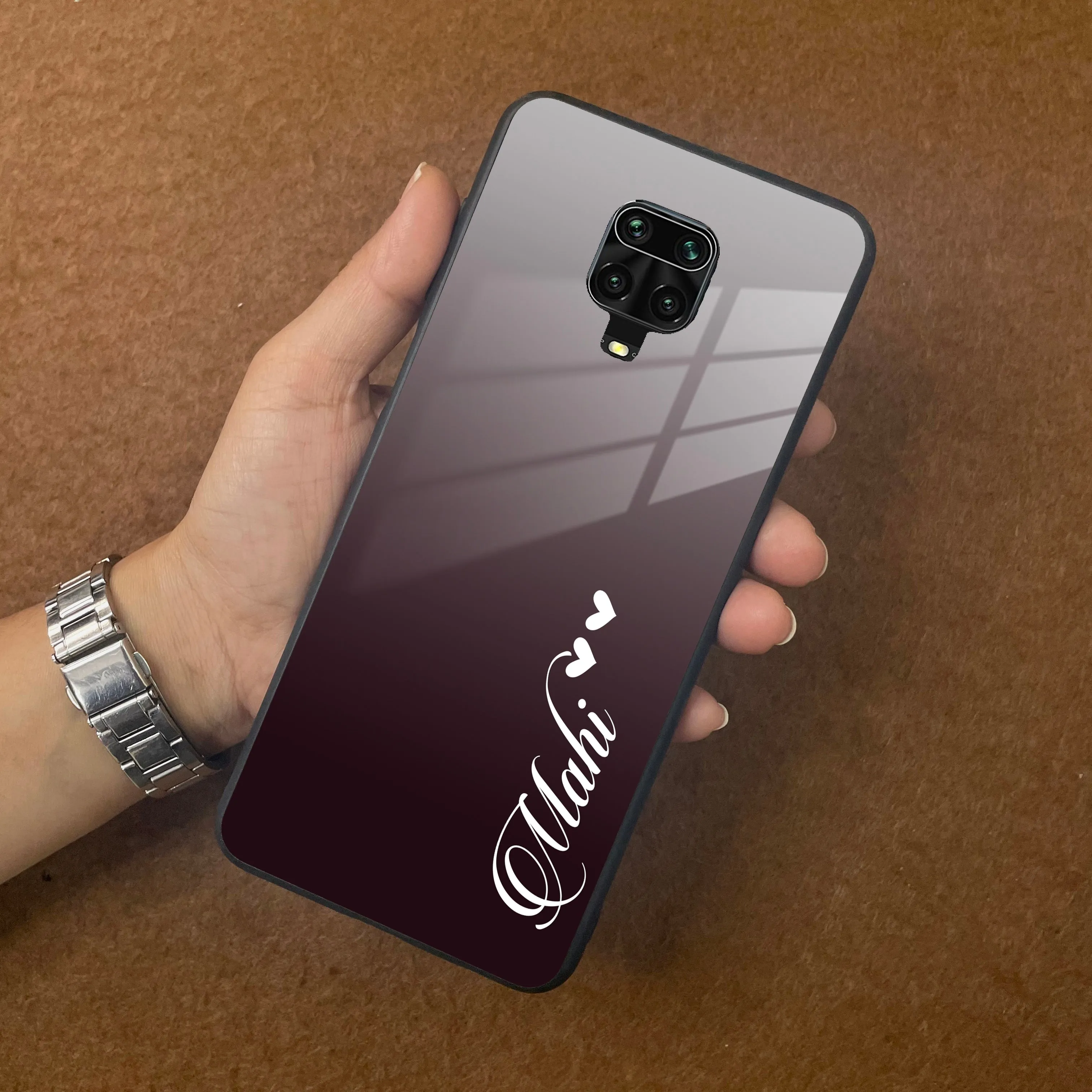 Customize Name Gradient Glass Case Cover Grey For Redmi/Xiaomi